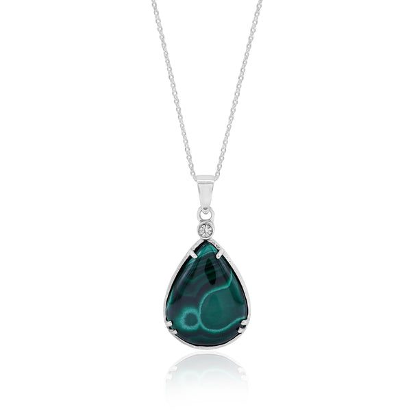 Natural Green Malachite Pear Shape Pendant