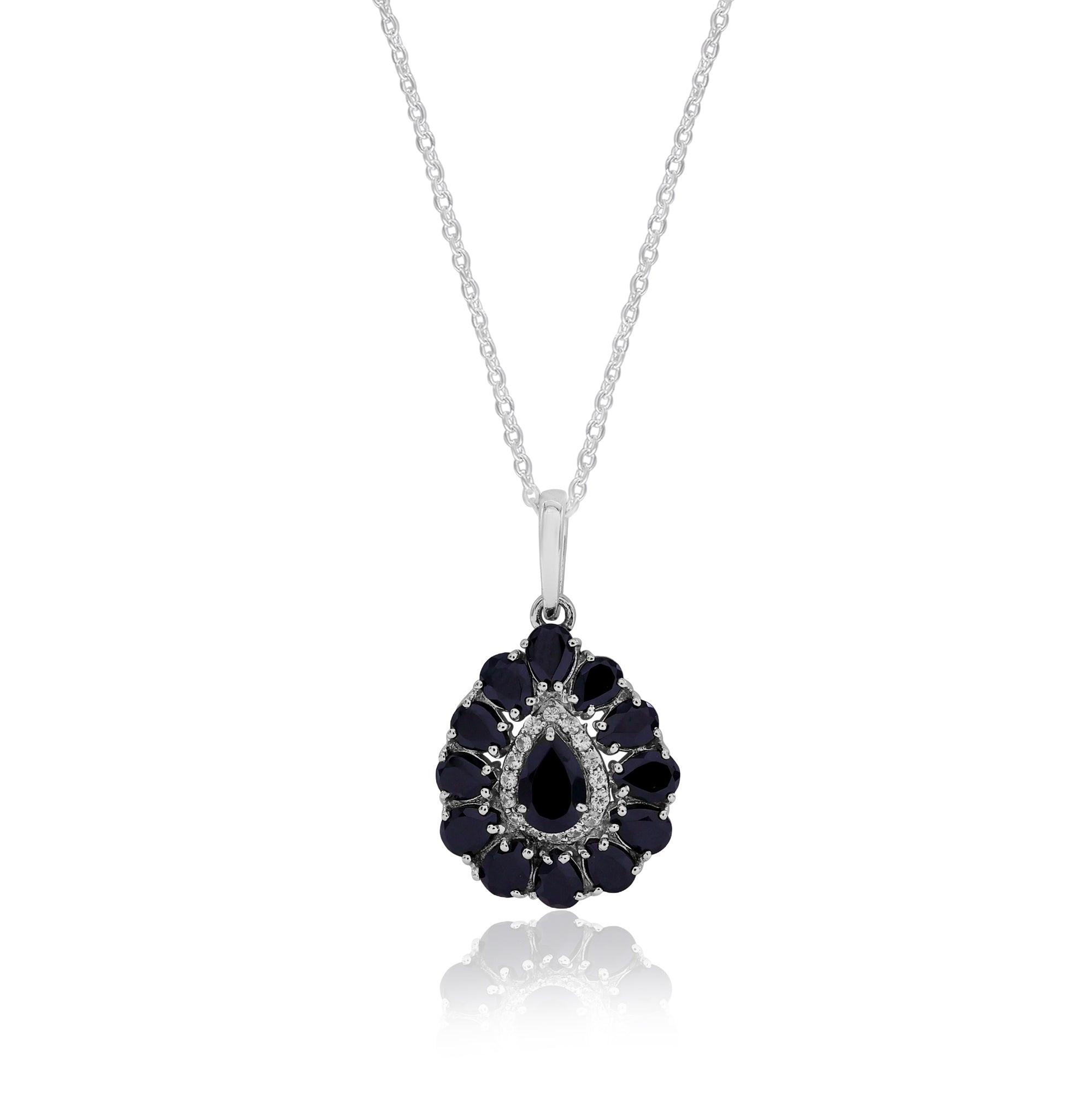 Black Spinel Pear Shape Pendant With Chain