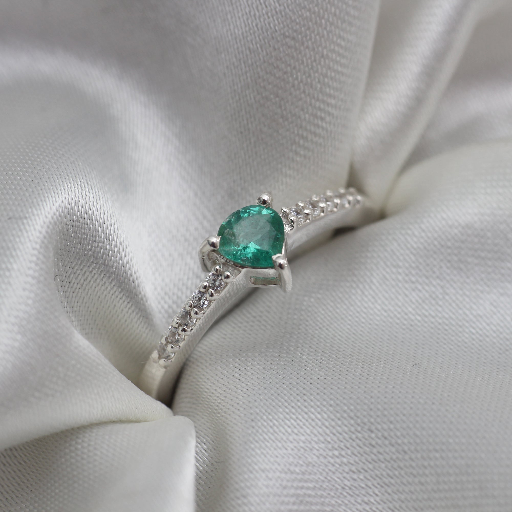 Natural Zambian Emerald Silver Ring