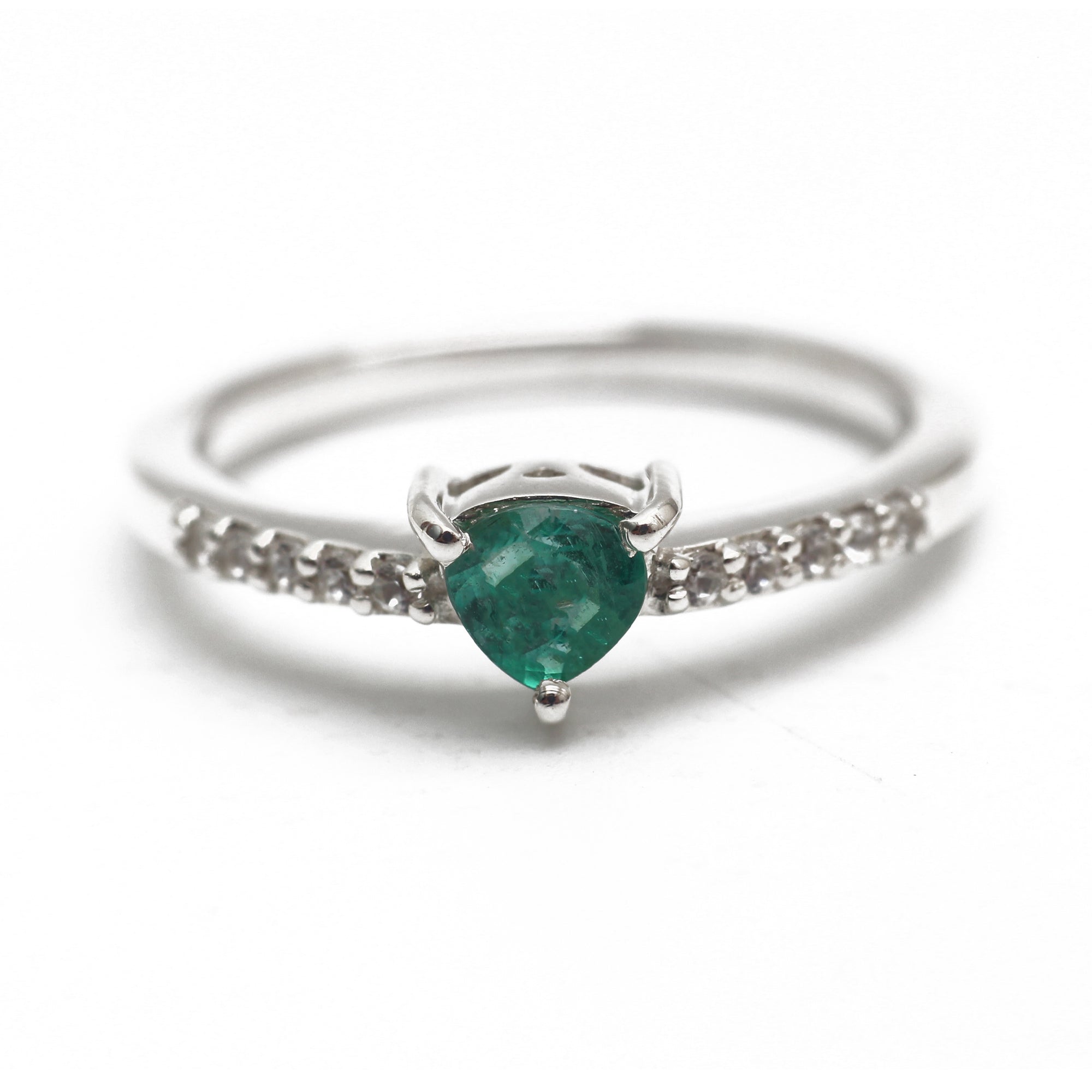 Natural Zambian Emerald Silver Ring
