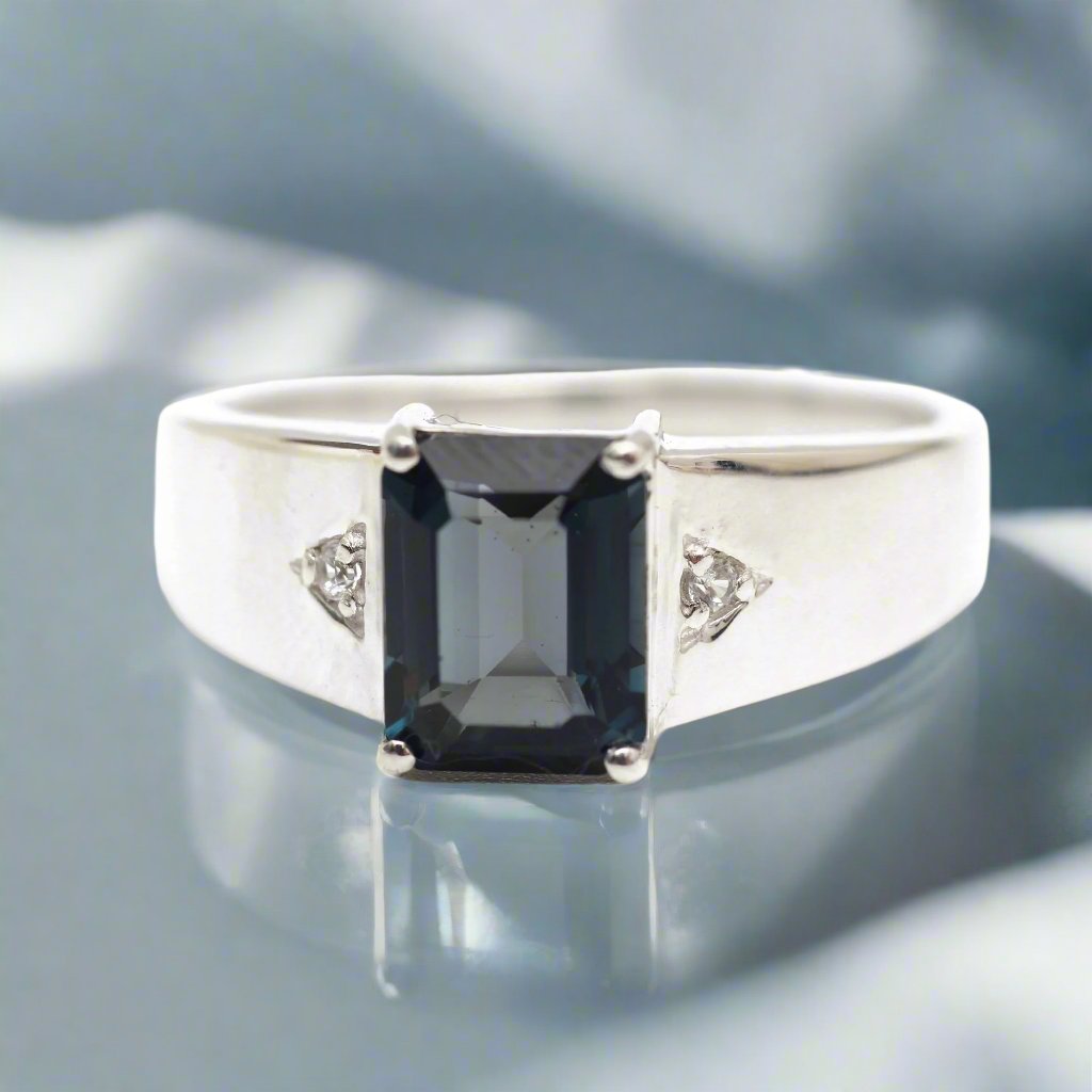 Natural London Blue Topaz Men Ring