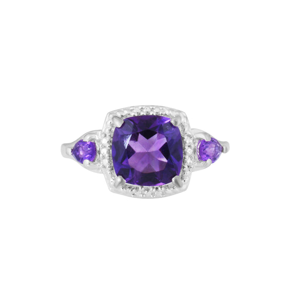 Cushion Amethyst Silver Ring