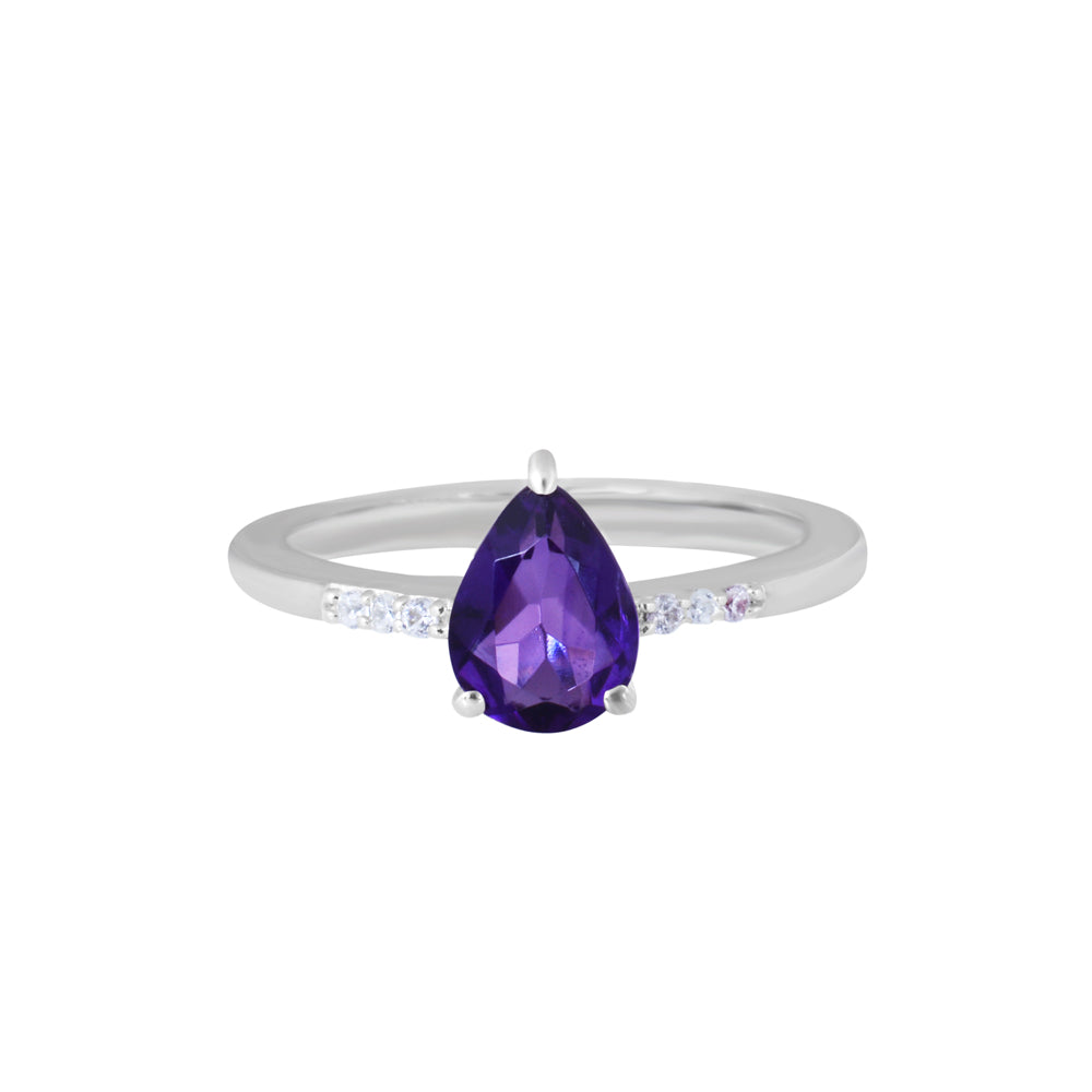 Natural Pear Shape Amethyst Ring