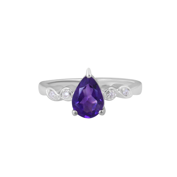 Natural Amethyst Silver Ring