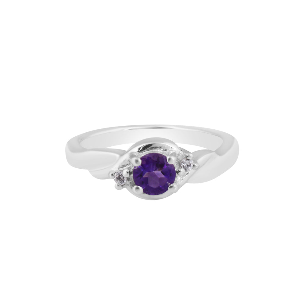 "Lavender Halo" Round Amethyst Silver Ring
