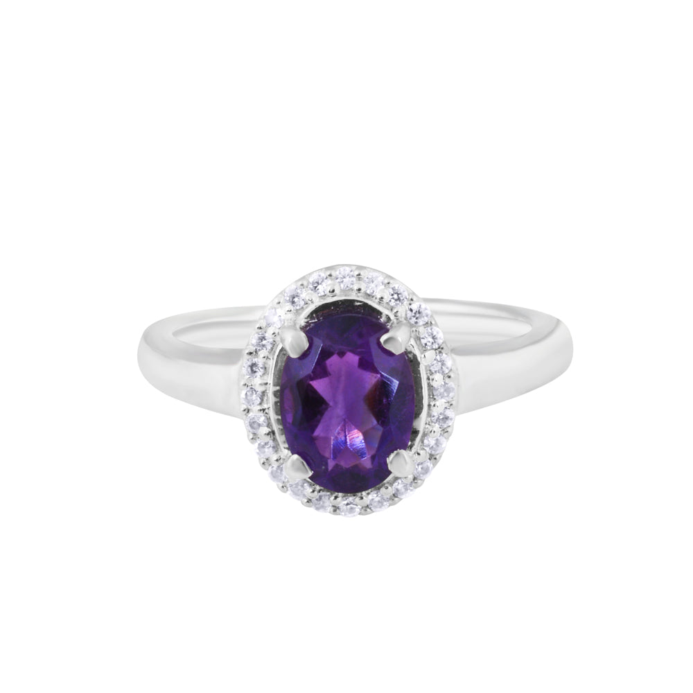 Purple Glow Natural Amethyst Oval Ring