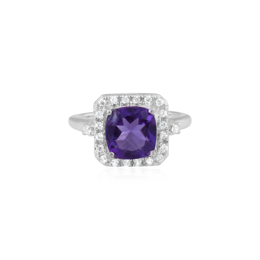 Cushion Amethyst Ring