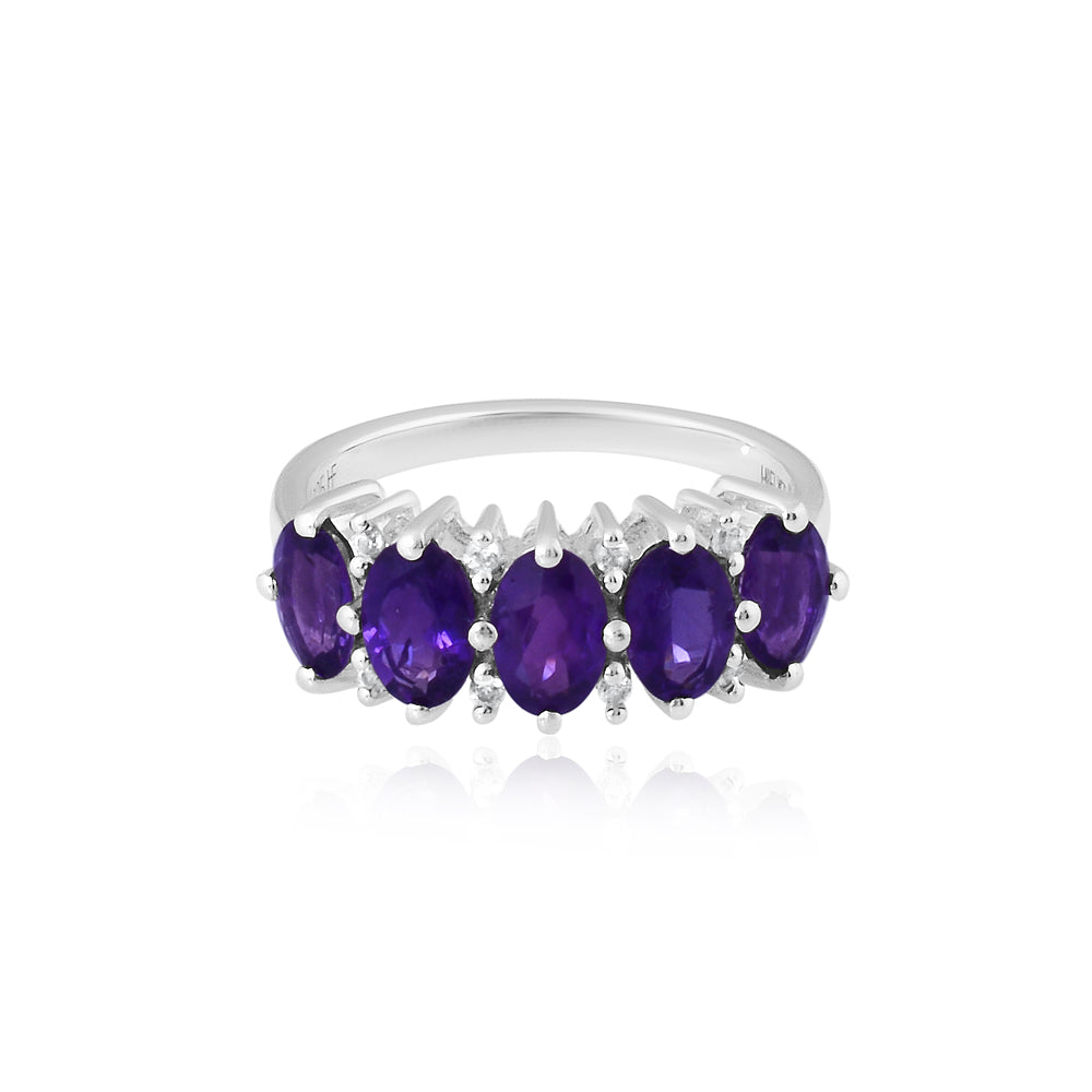 Violet Cascade: Five-Stone Amethyst Ring