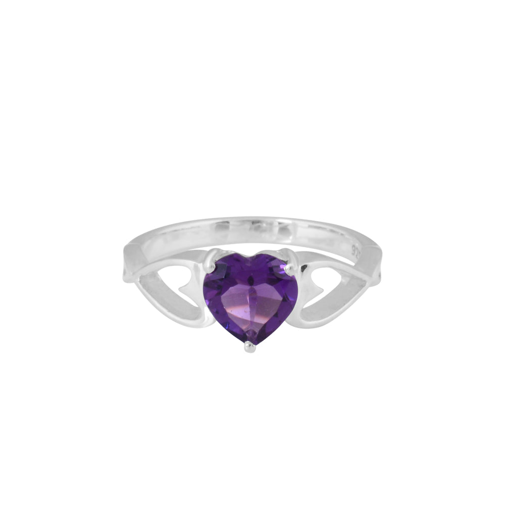 Modern Amethyst Heart Design Ring