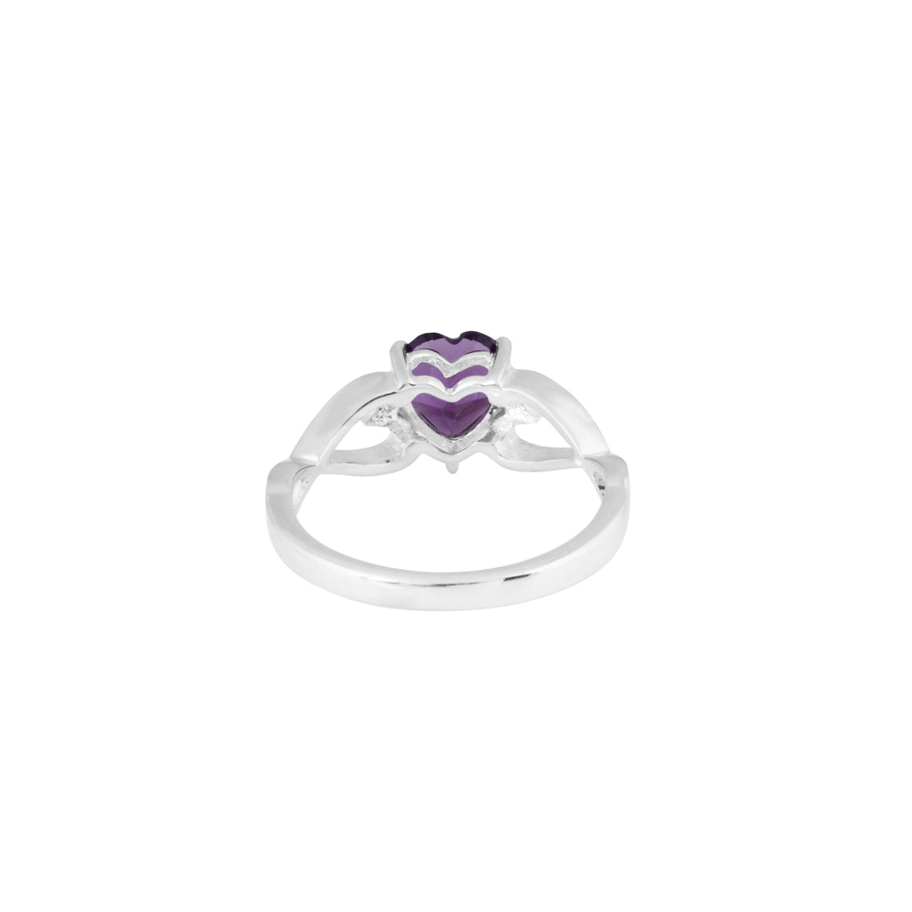 Modern Amethyst Heart Design Ring