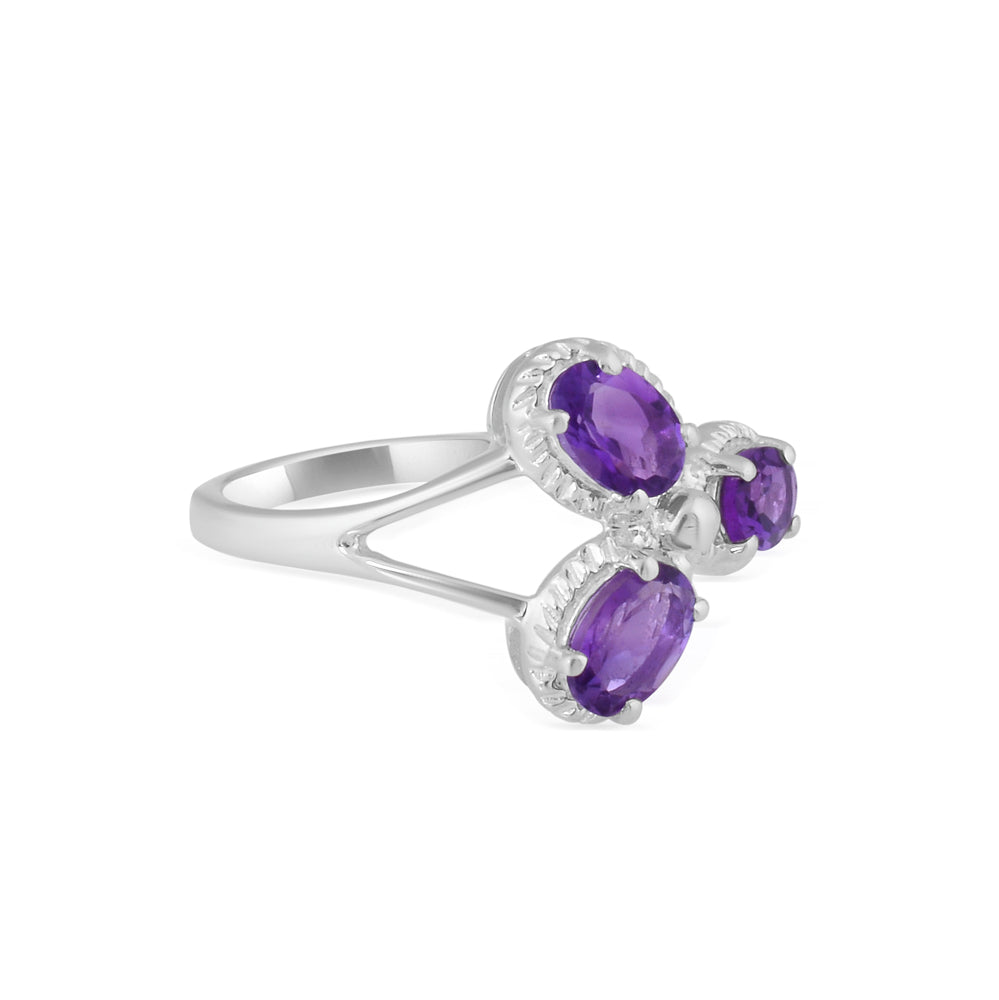 Elegant Three-Stone Amethyst Ring