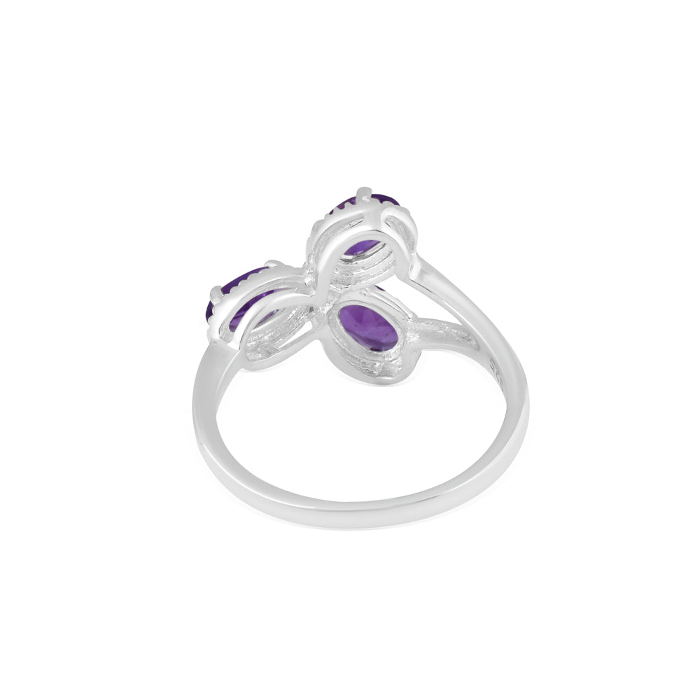 Elegant Three-Stone Amethyst Ring