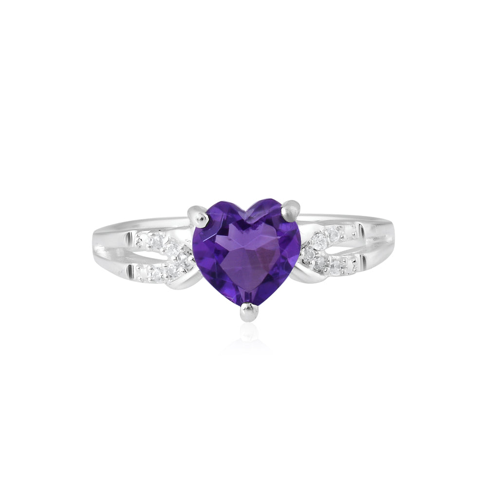 Amethyst Heartbeat: Silver Ring
