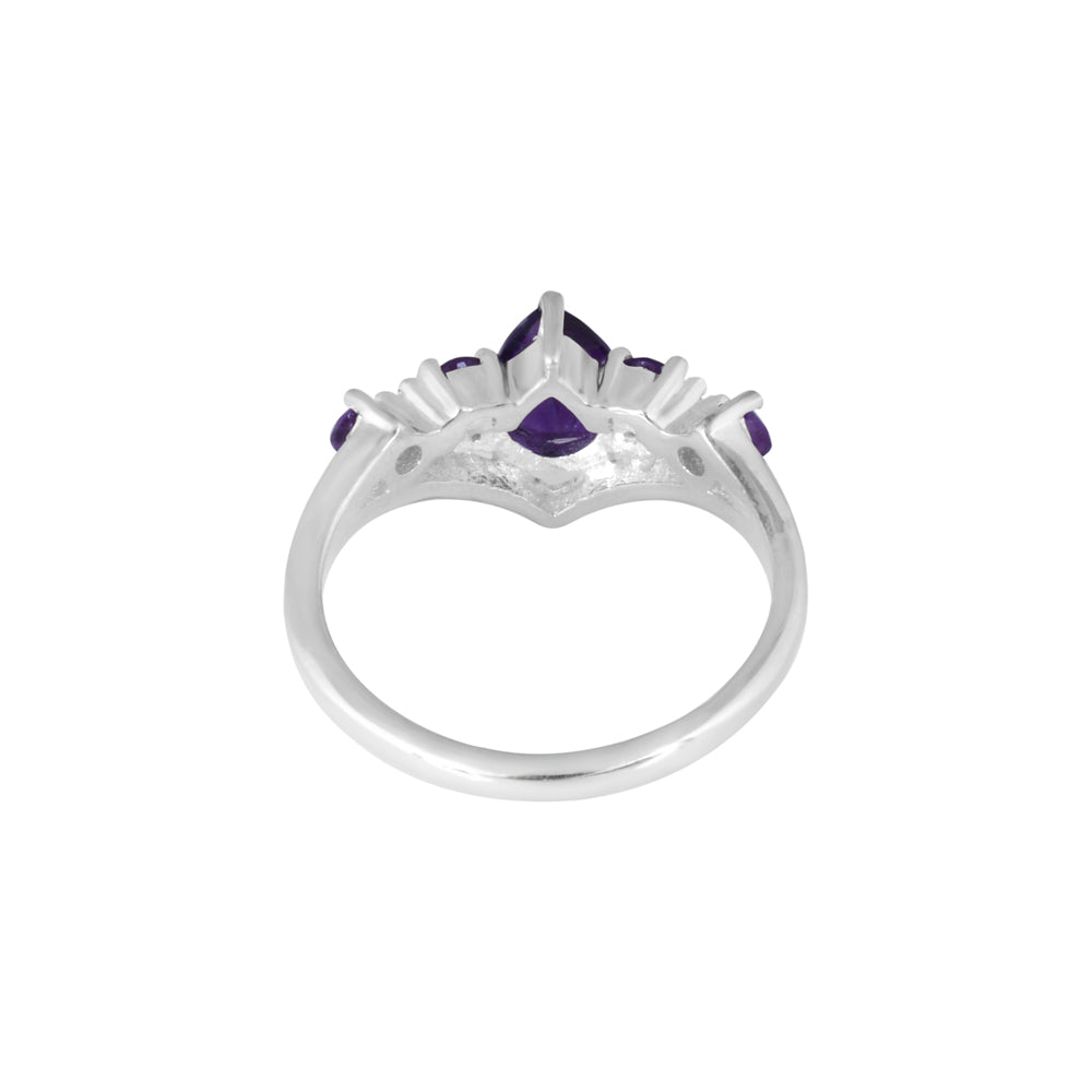 Pear Amethyst Silver Ring