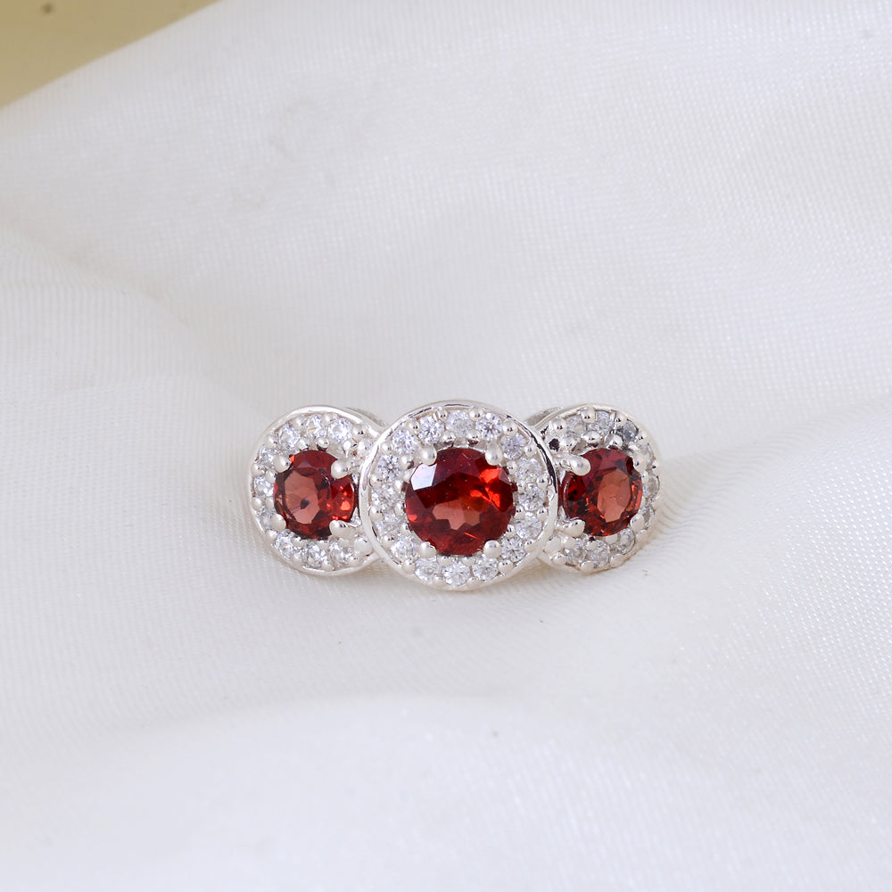 Natural Red Garnet Designer Ring