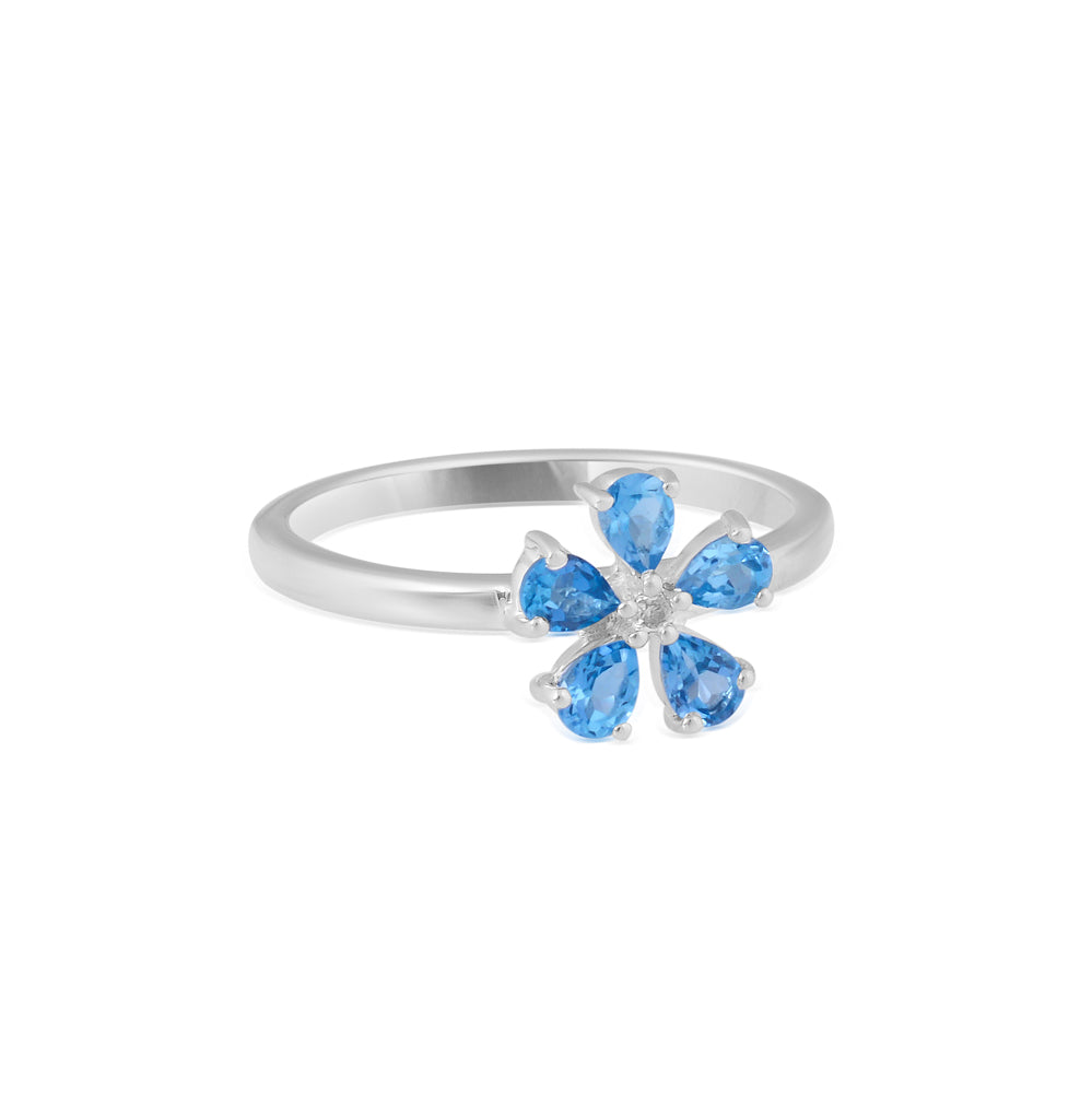 Swiss Blue Topaz Floral Ring