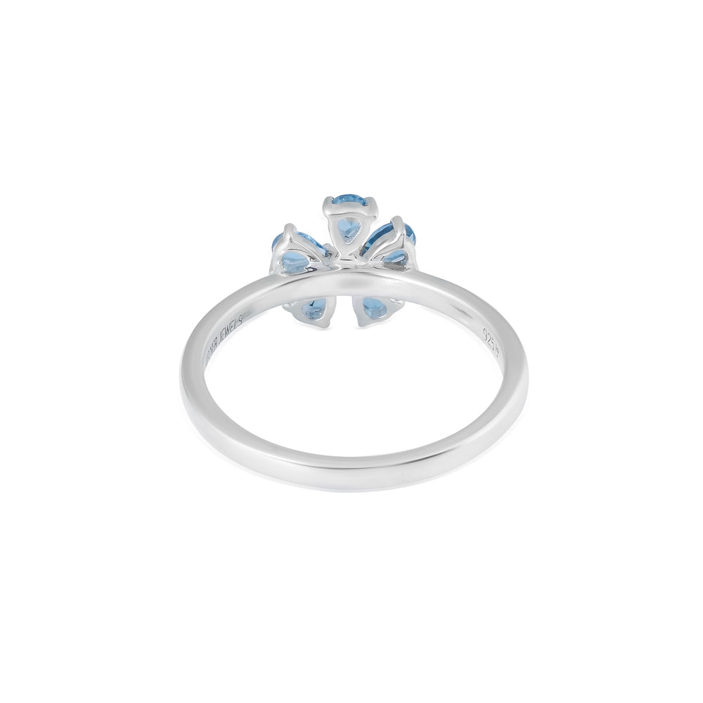 Swiss Blue Topaz Floral Ring