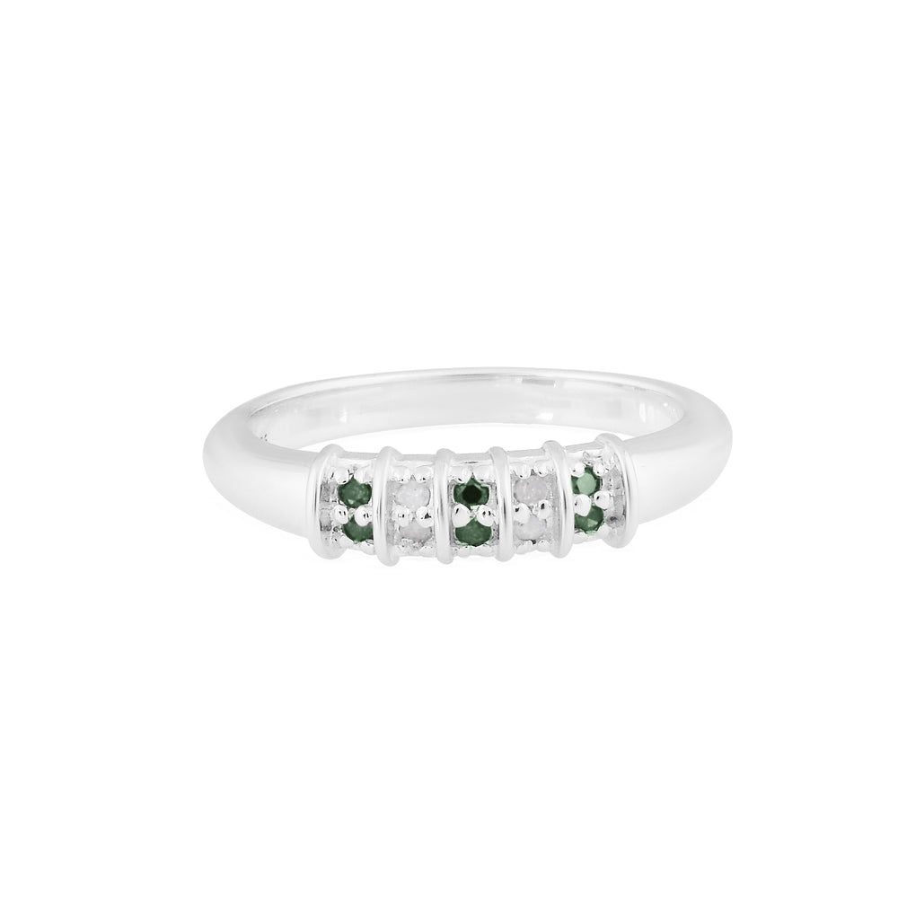 Natural Green White Diamond Ring