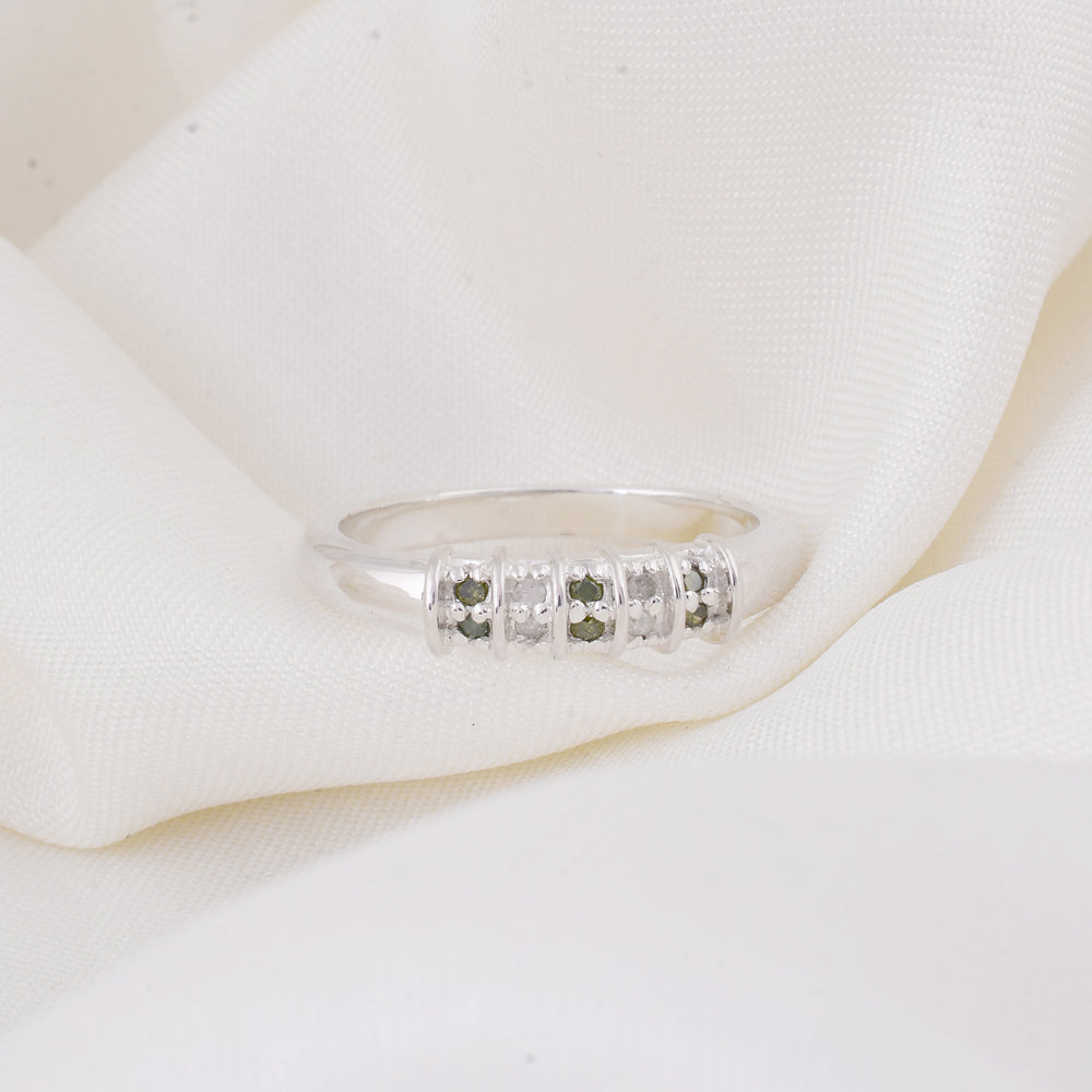 Natural Green White Diamond Ring