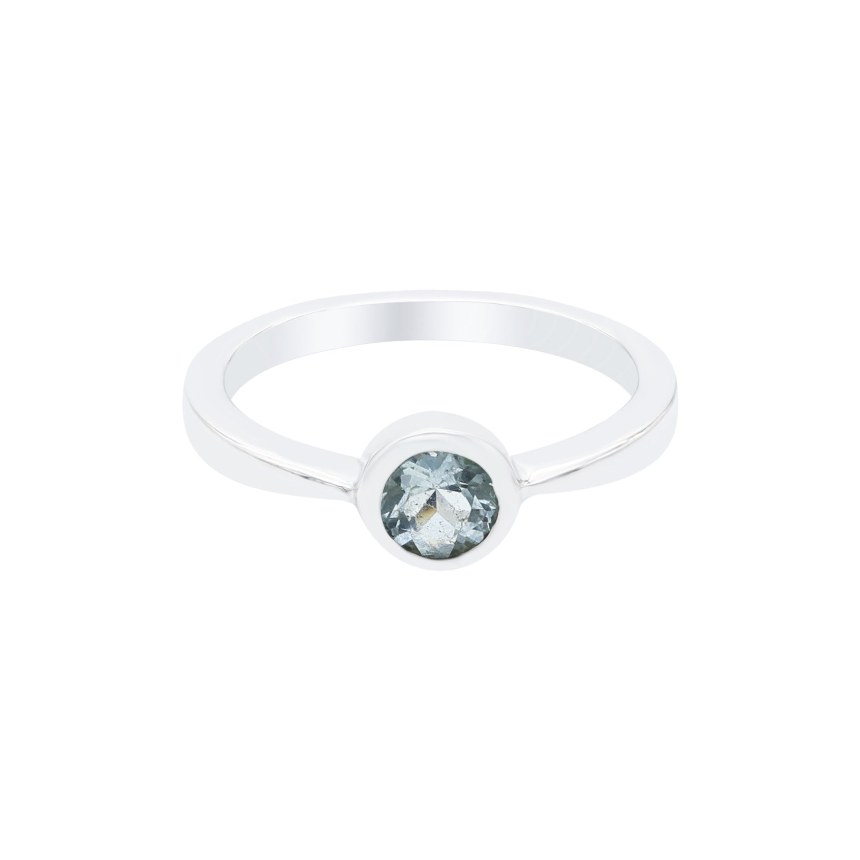 Natural Aquamarine Round Ring