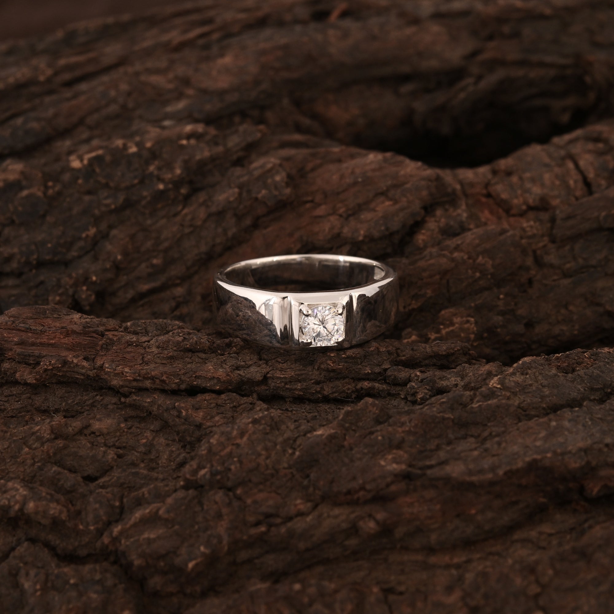 925 Sterling Silver Solitaire Men's Ring