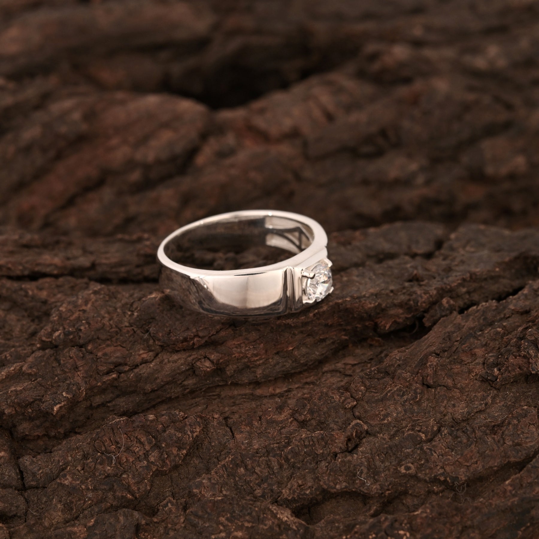 925 Sterling Silver Solitaire Men's Ring