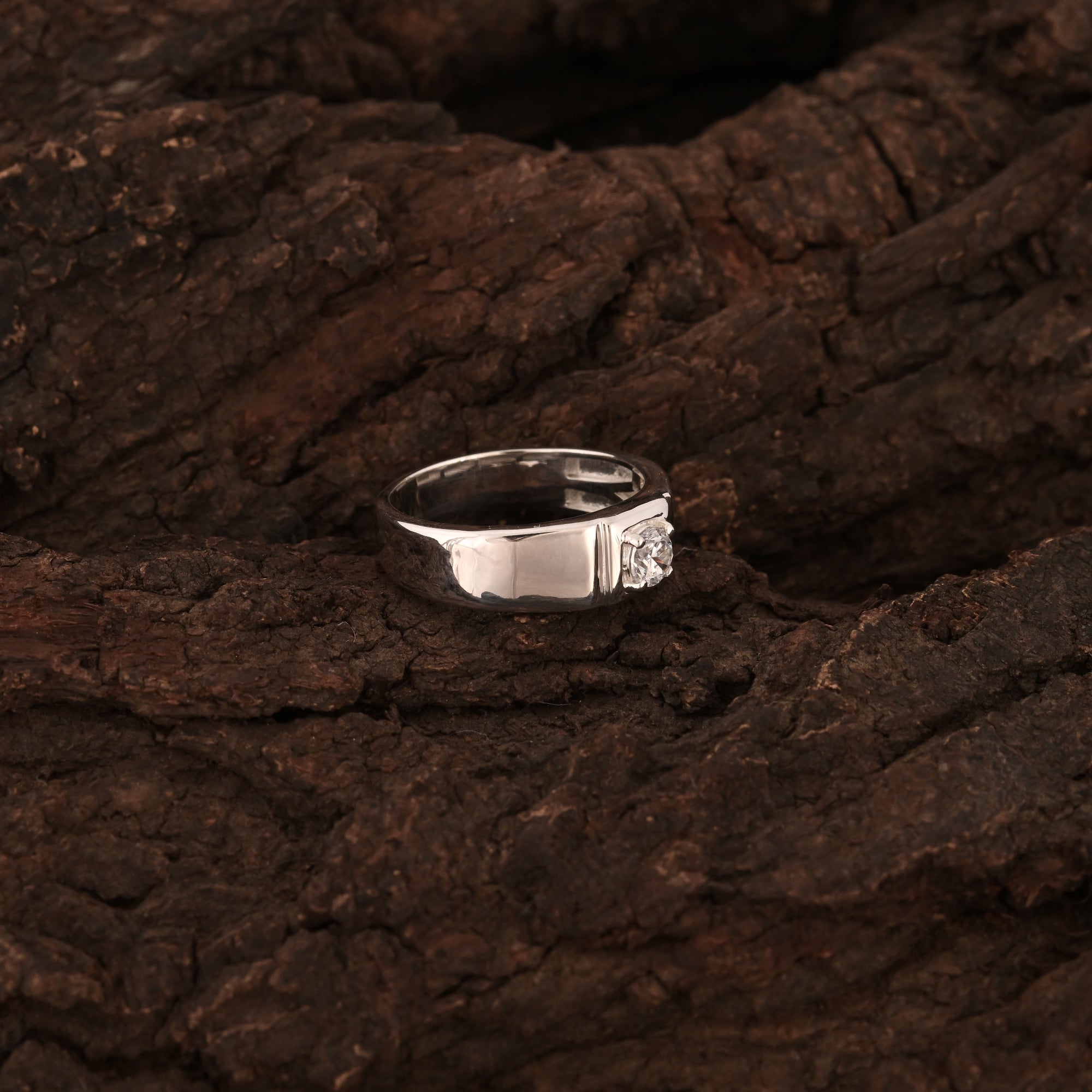 925 Sterling Silver Solitaire Men's Ring