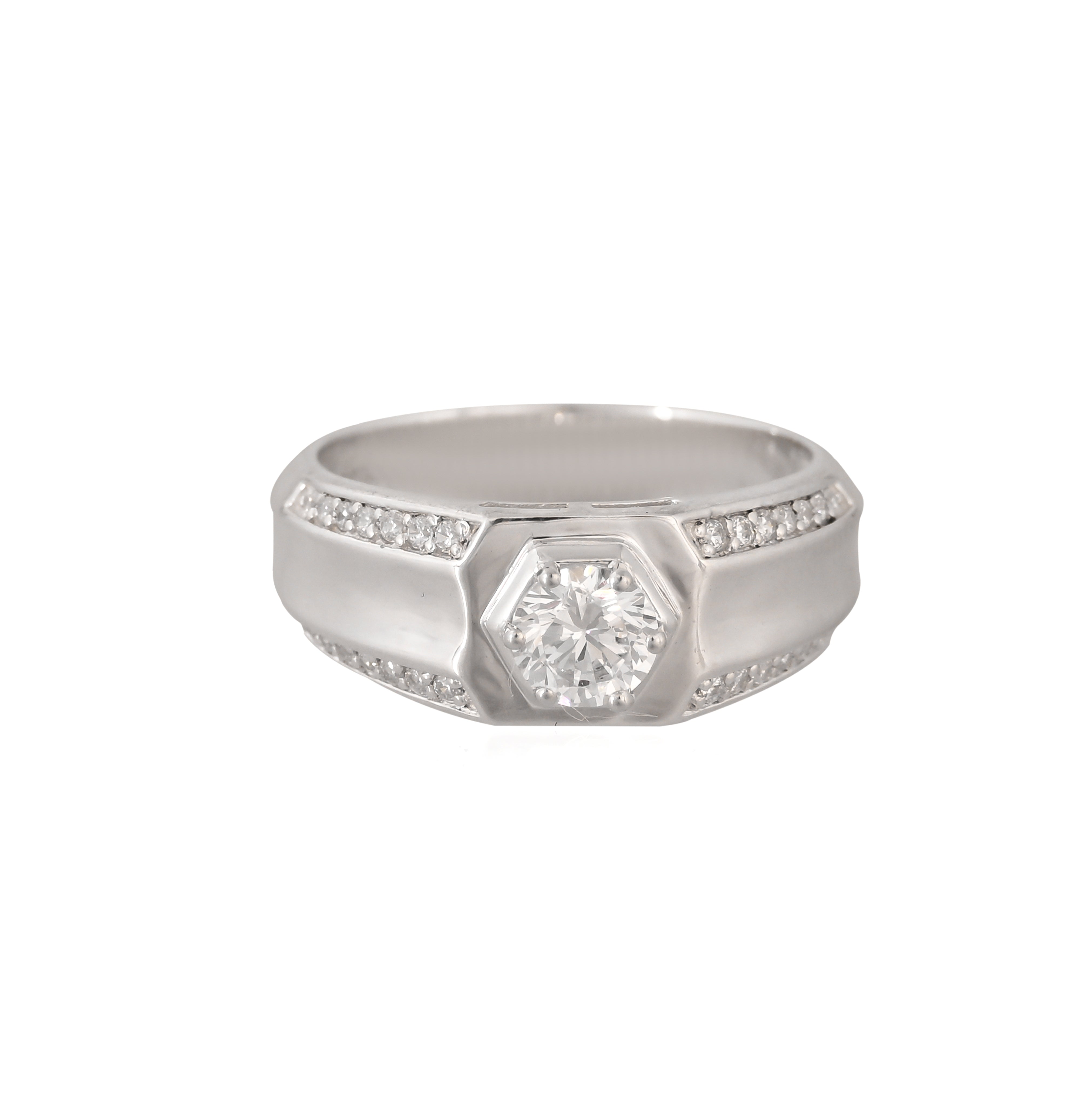 Hexagon Solitaire Ring Men's