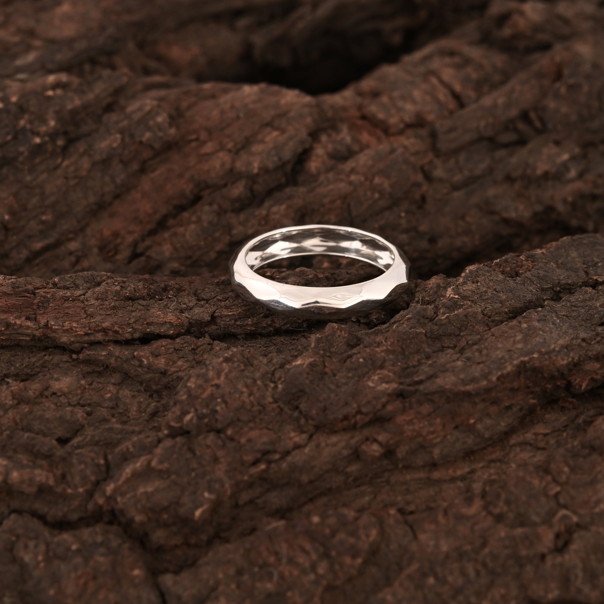 Hammered Texture Dome Band Ring For Men's