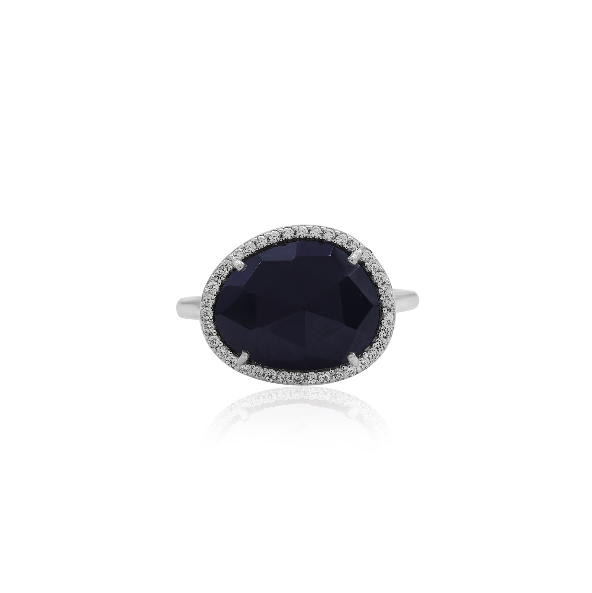 925 Sterling Silver Natural Black Spinel Ring