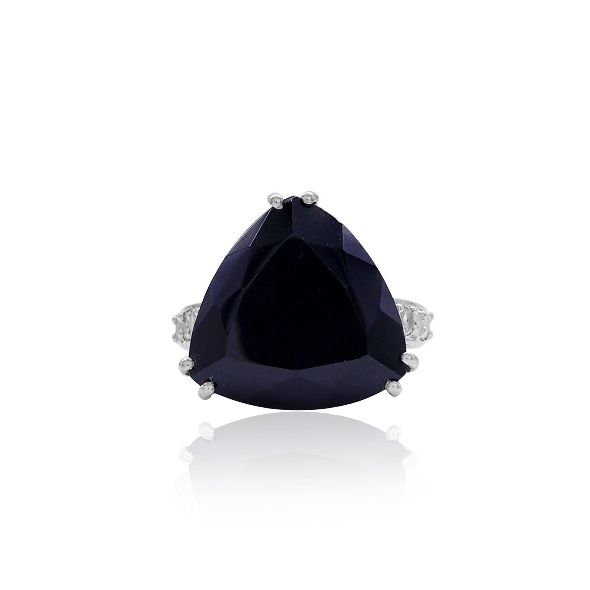 Black Spinel Triangle Stone Ring