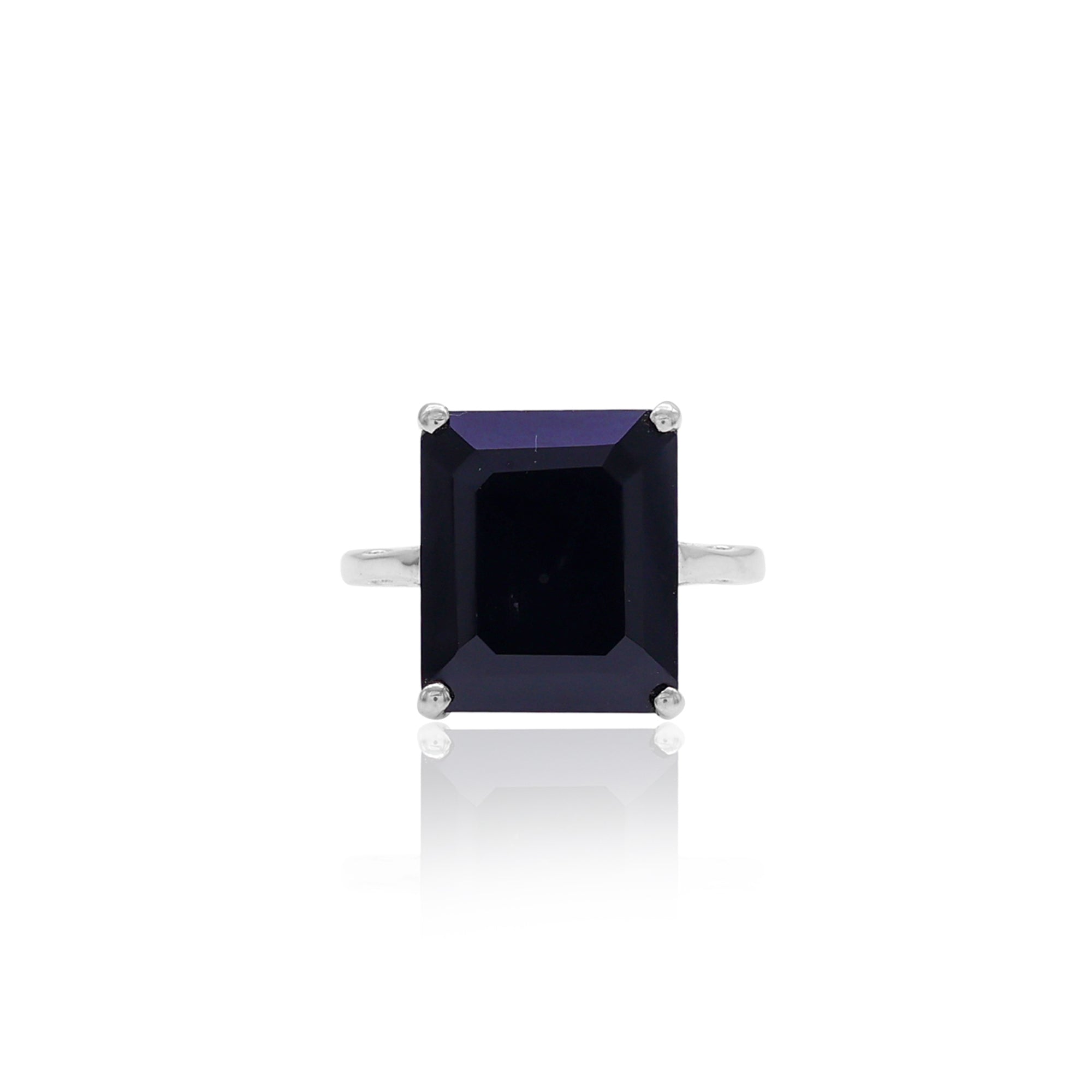 Black Spinel Octagon Ring
