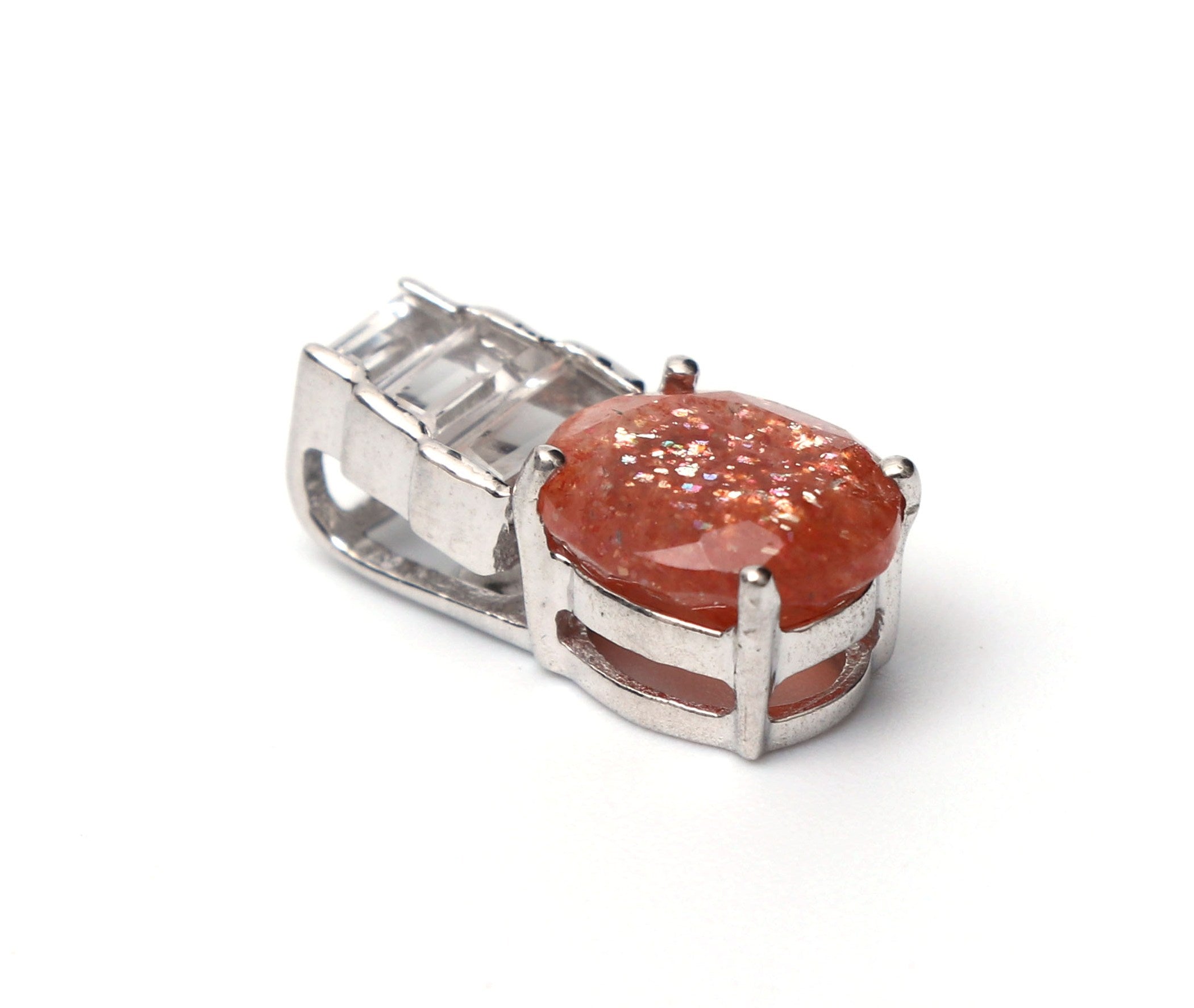 Sunstone and Topaz Baguette Pendant