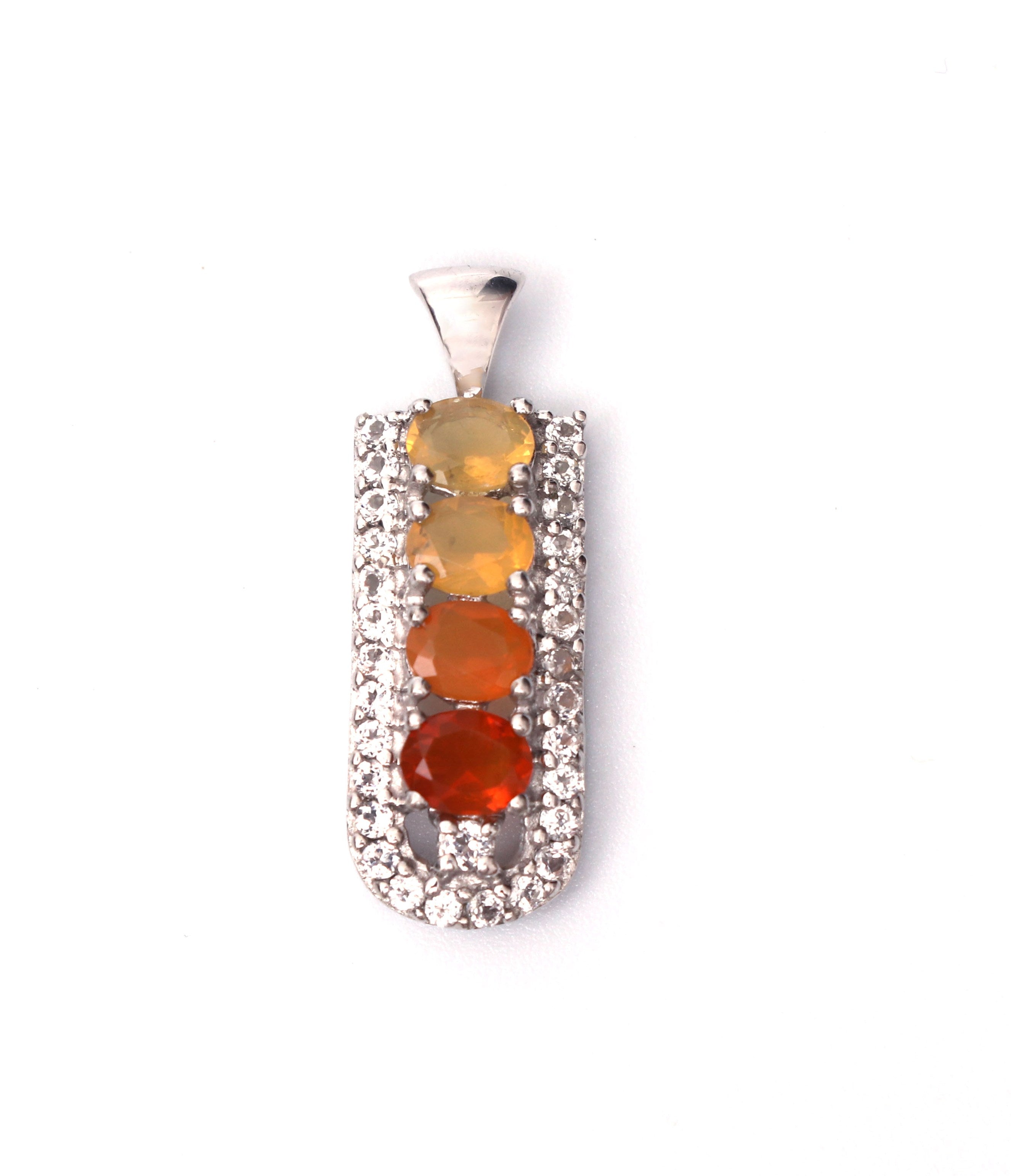 Fire Opal and White Topaz Pendant