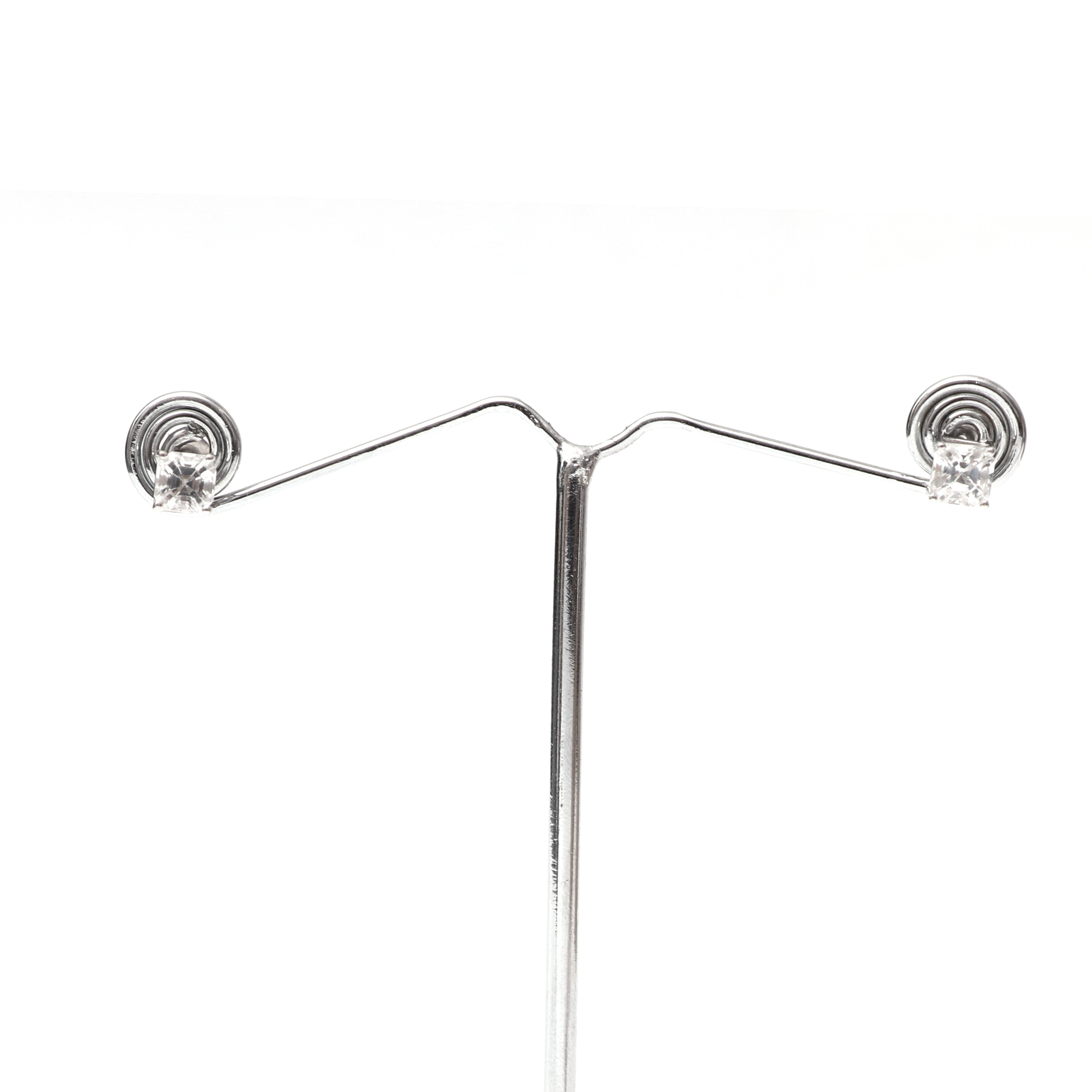 White Topaz Square Stud Earring