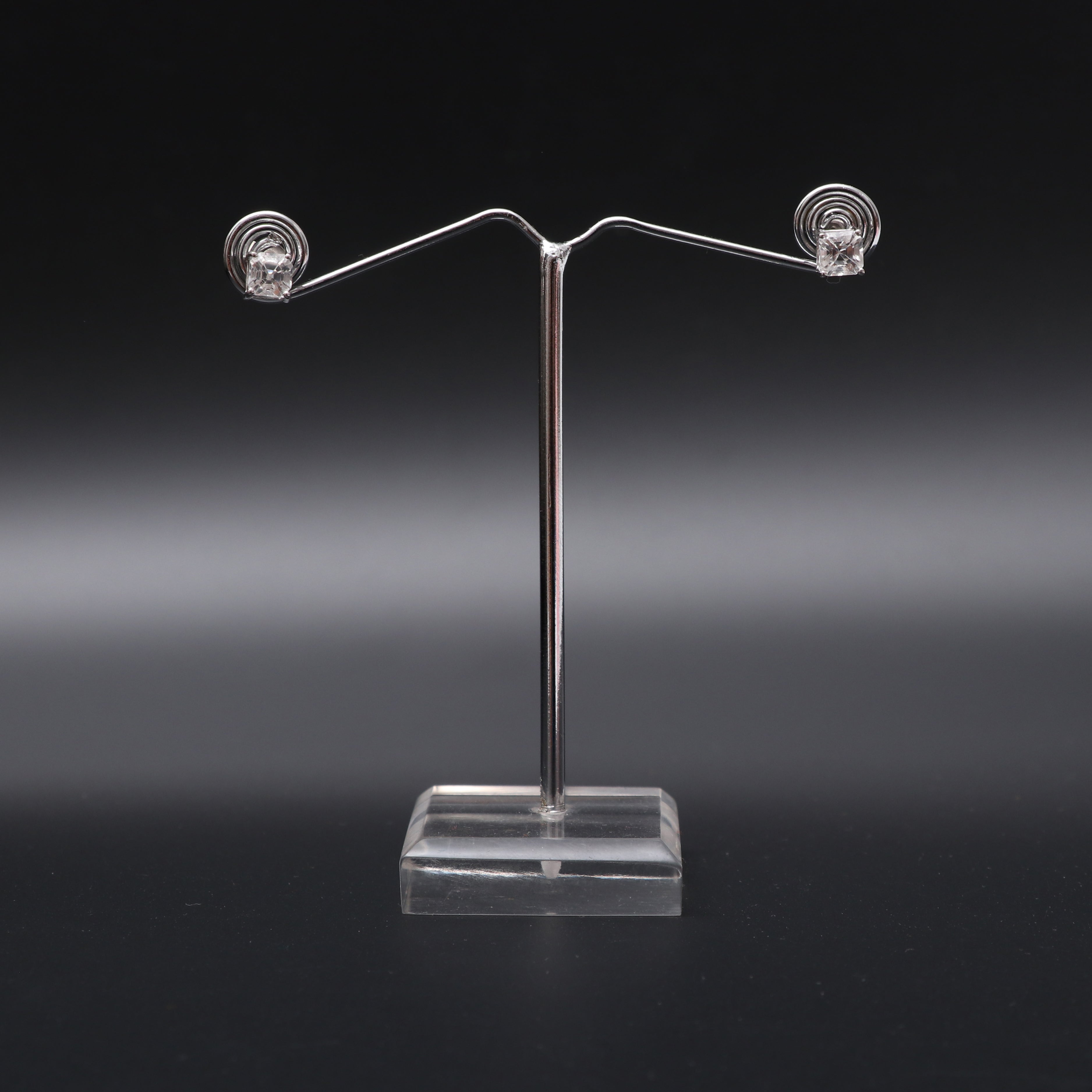 White Topaz Square Stud Earring