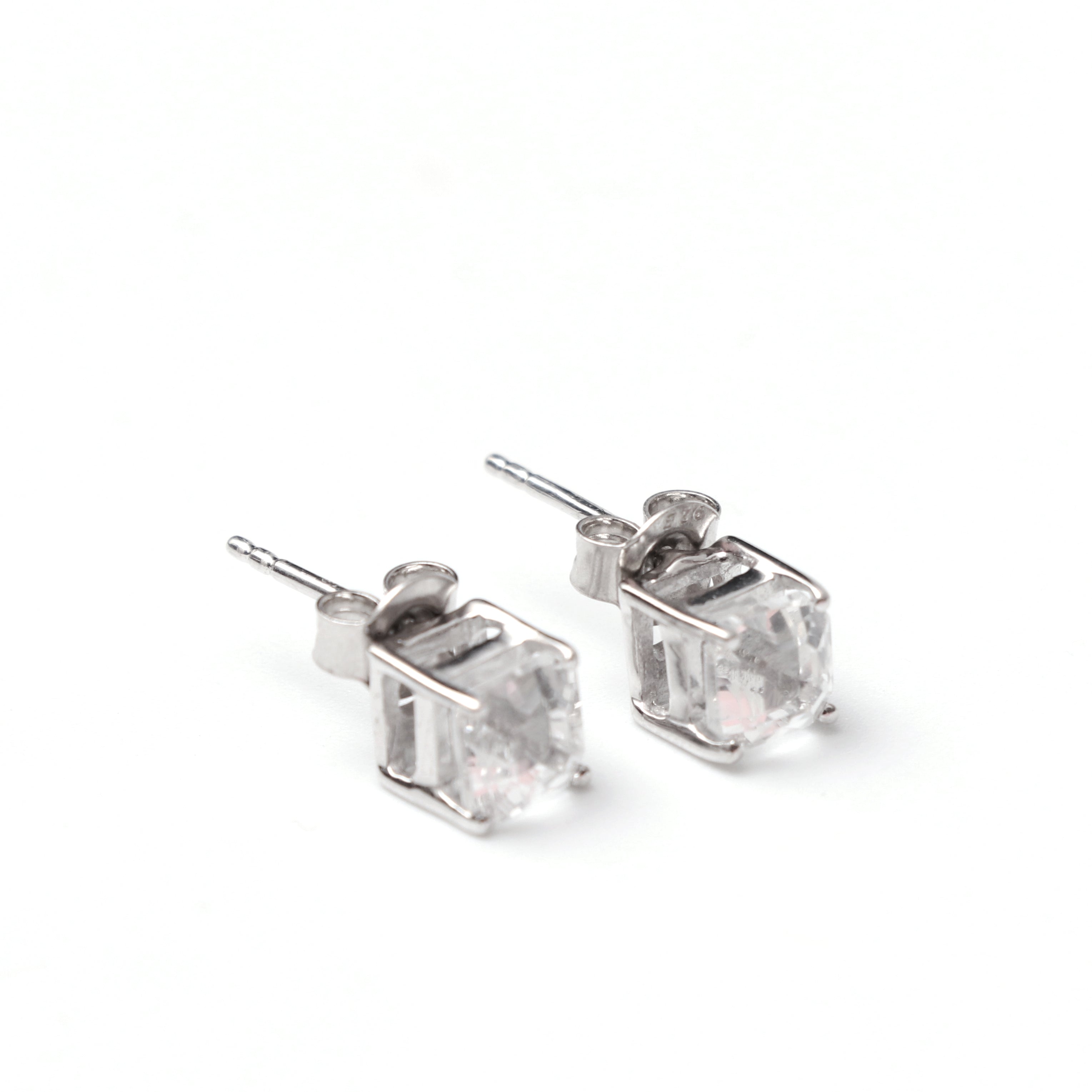 White Topaz Square Stud Earring