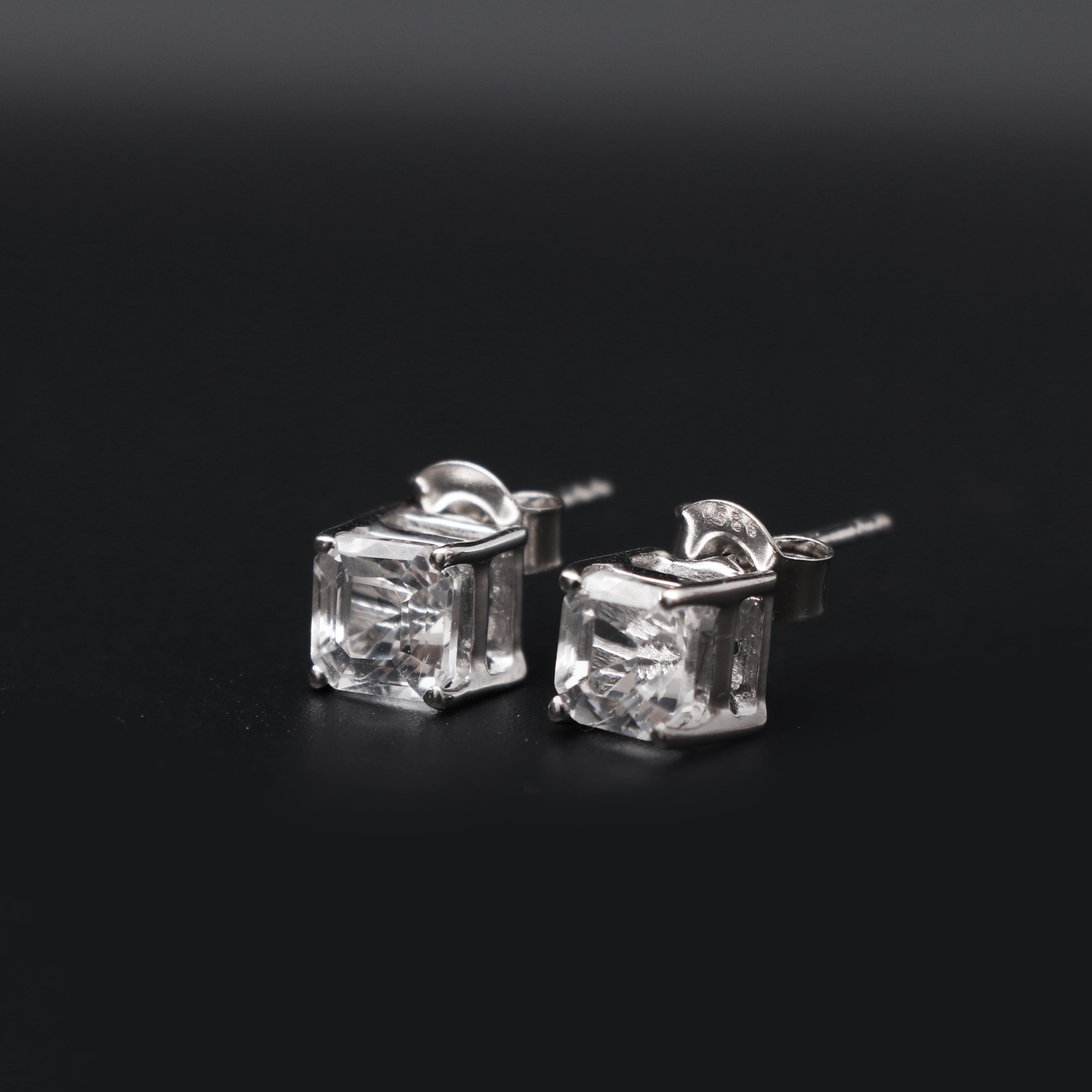 White Topaz Square Stud Earring