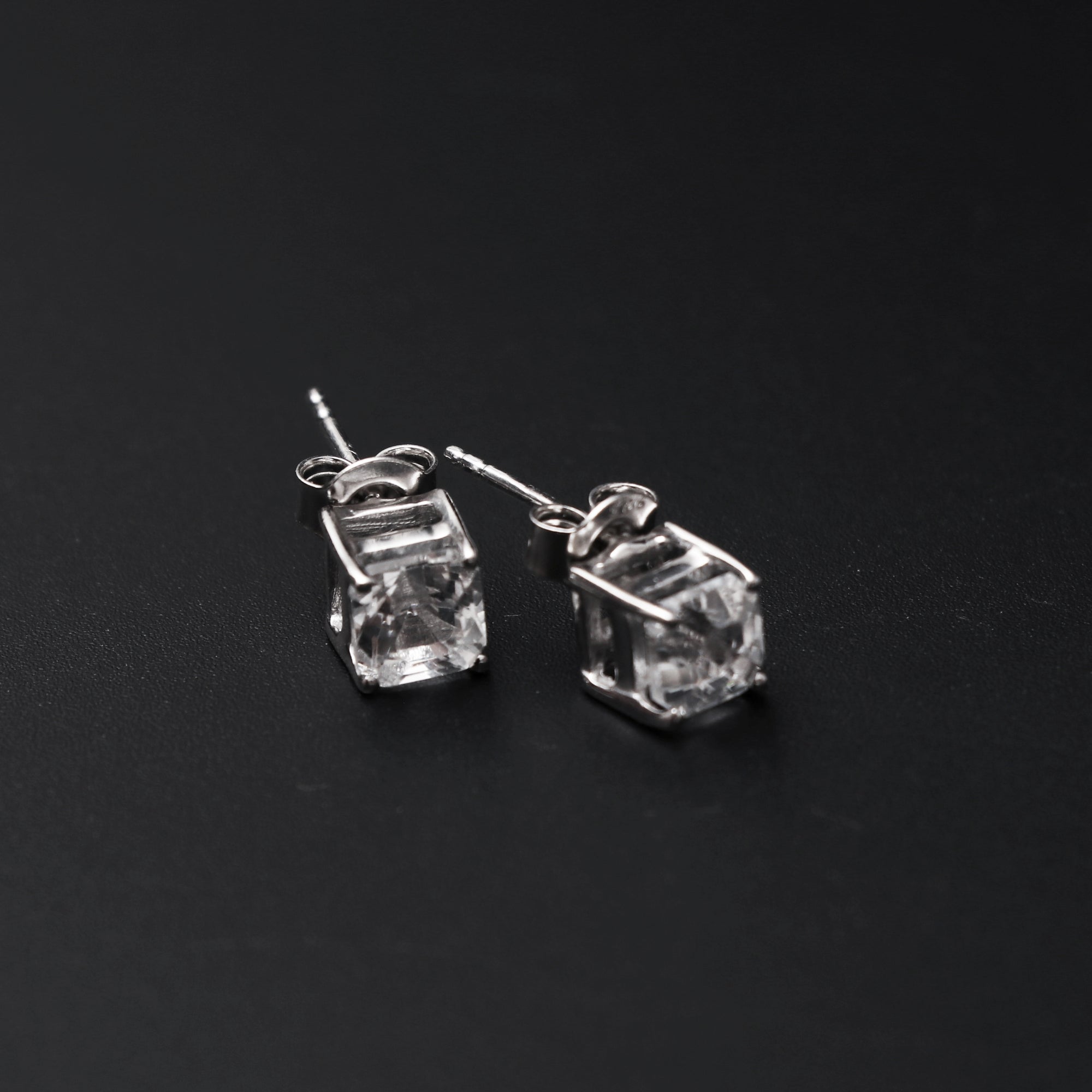 White Topaz Square Stud Earring