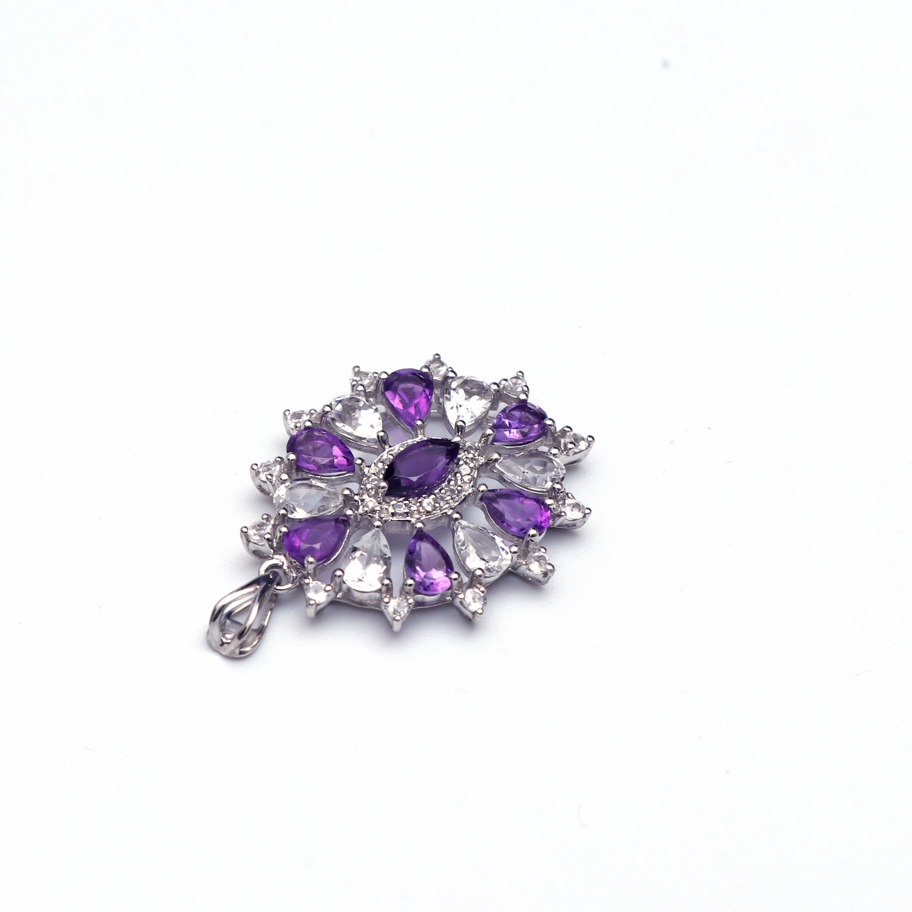 Natural Amethyst White Topaz Pendant