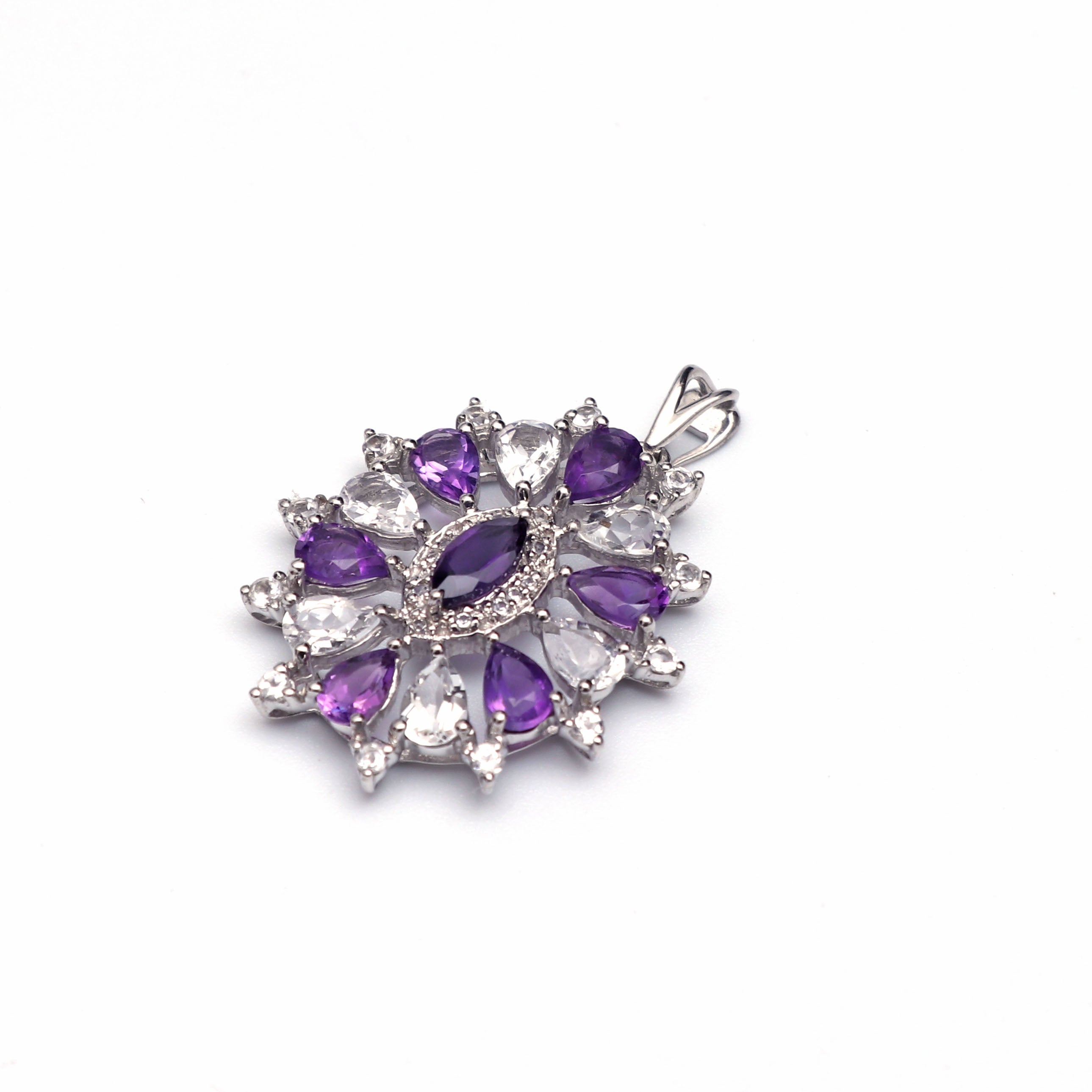 Natural Amethyst White Topaz Pendant