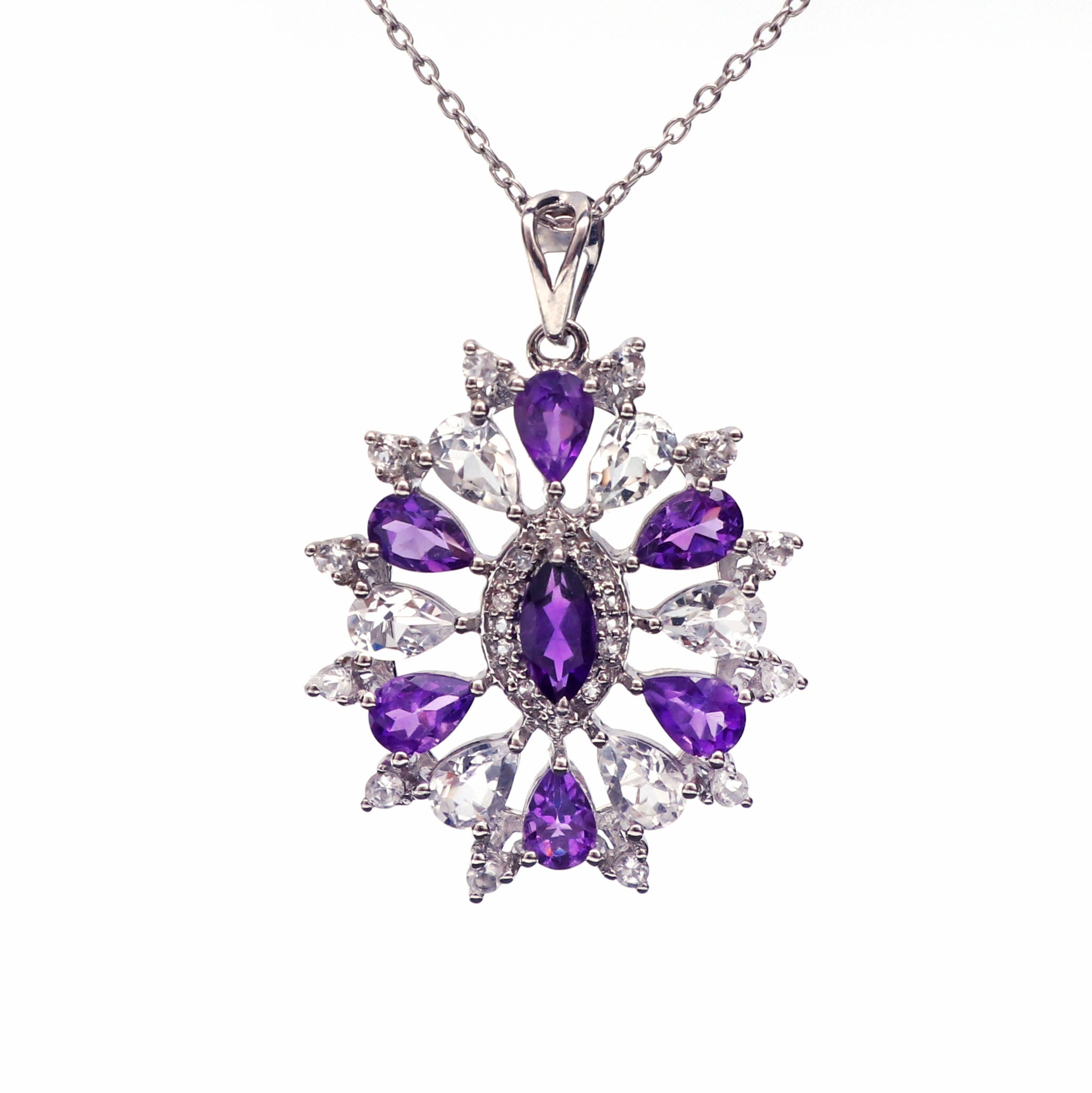 Natural Amethyst White Topaz Pendant