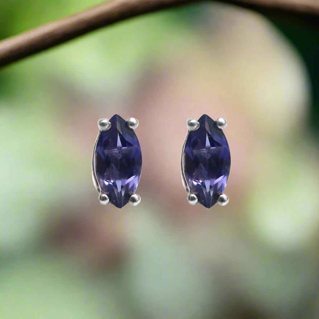 Natural Iolite Stud Earrings