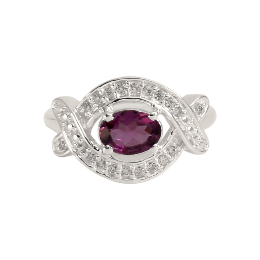 Natural Purple Rhodolite Garnet Gemstone Ring