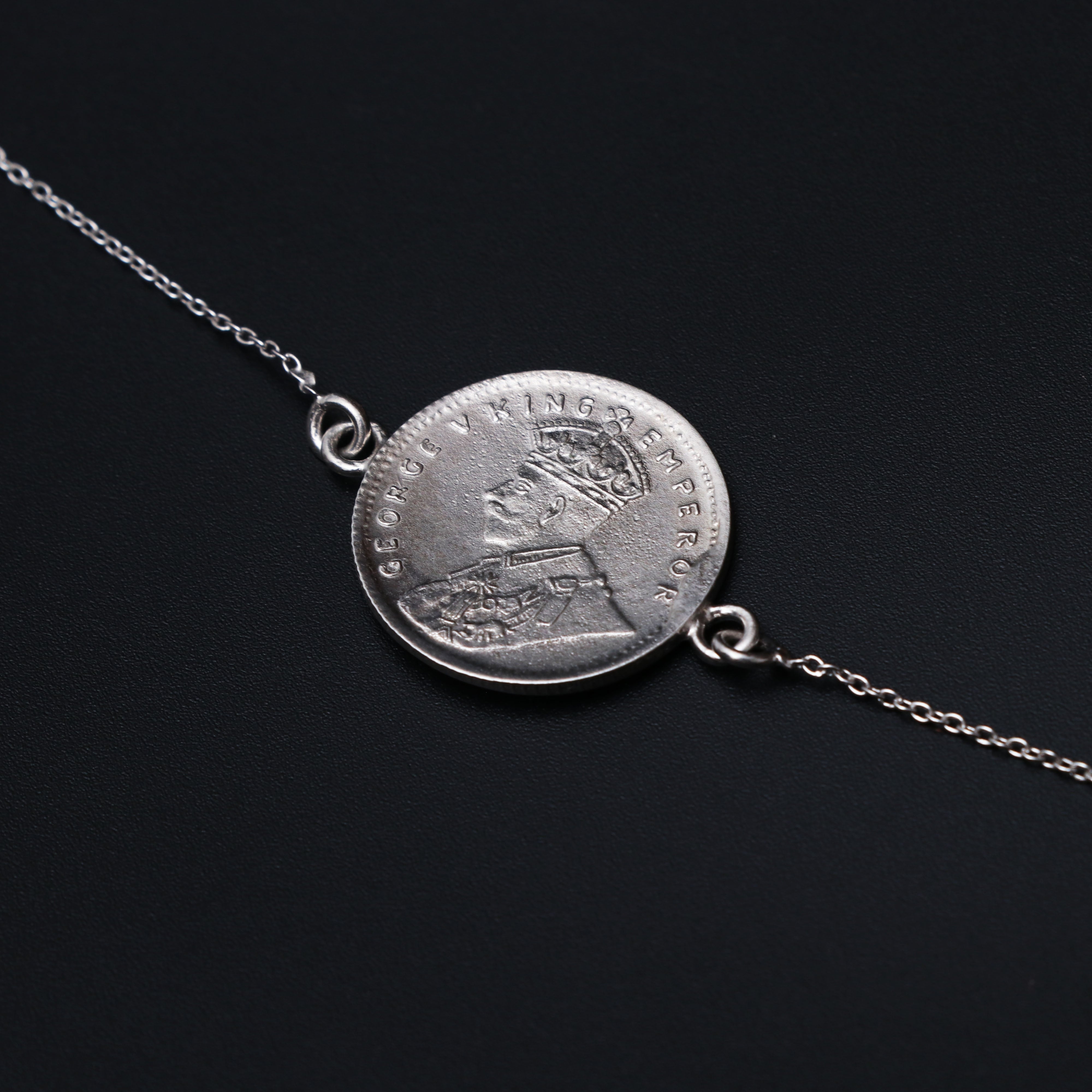 1/4 Rupee India 1938 George VI King Emperor Silver Coin Bracelet - Limited to 50 Pcs