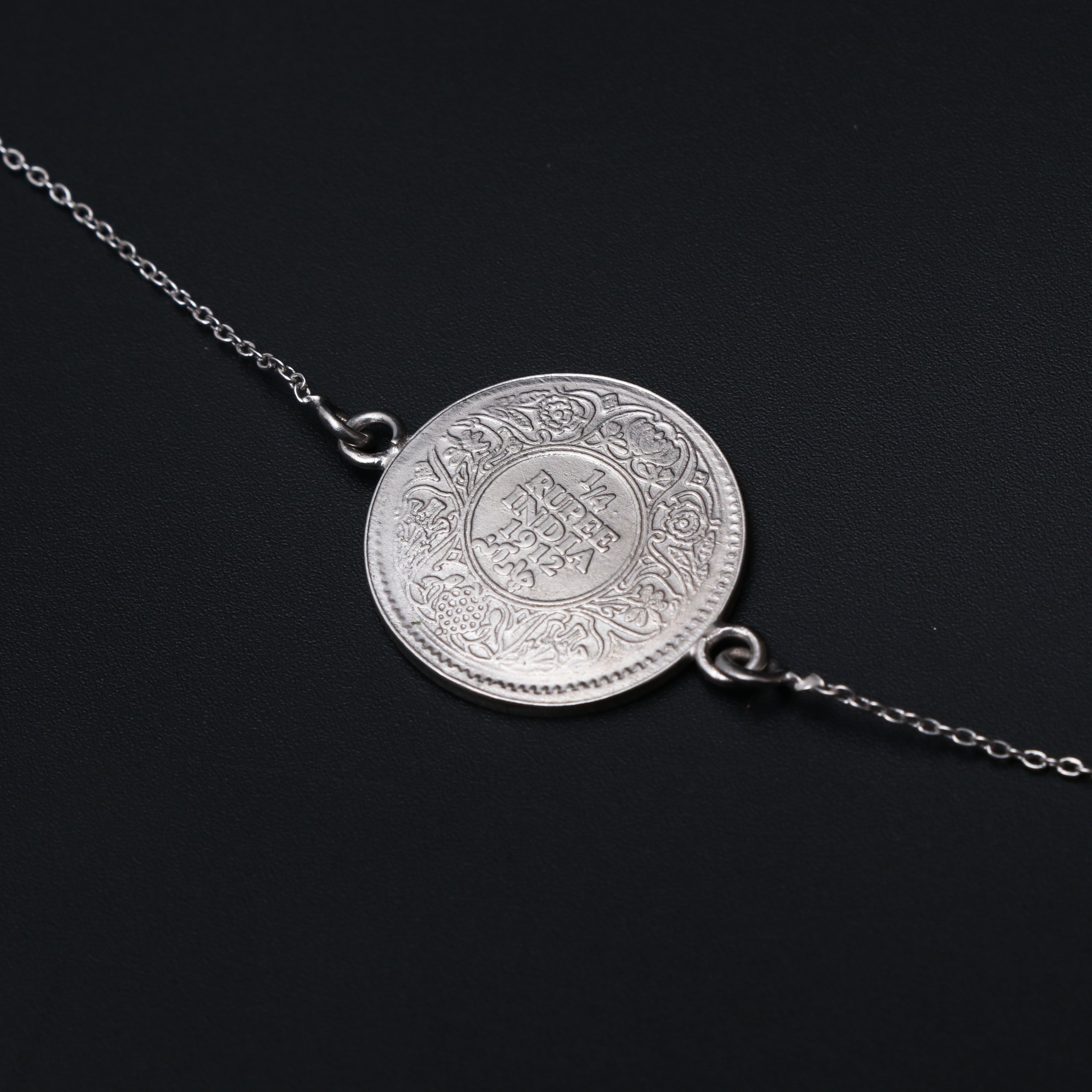 1/4 Rupee India 1938 George VI King Emperor Silver Coin Bracelet - Limited to 50 Pcs