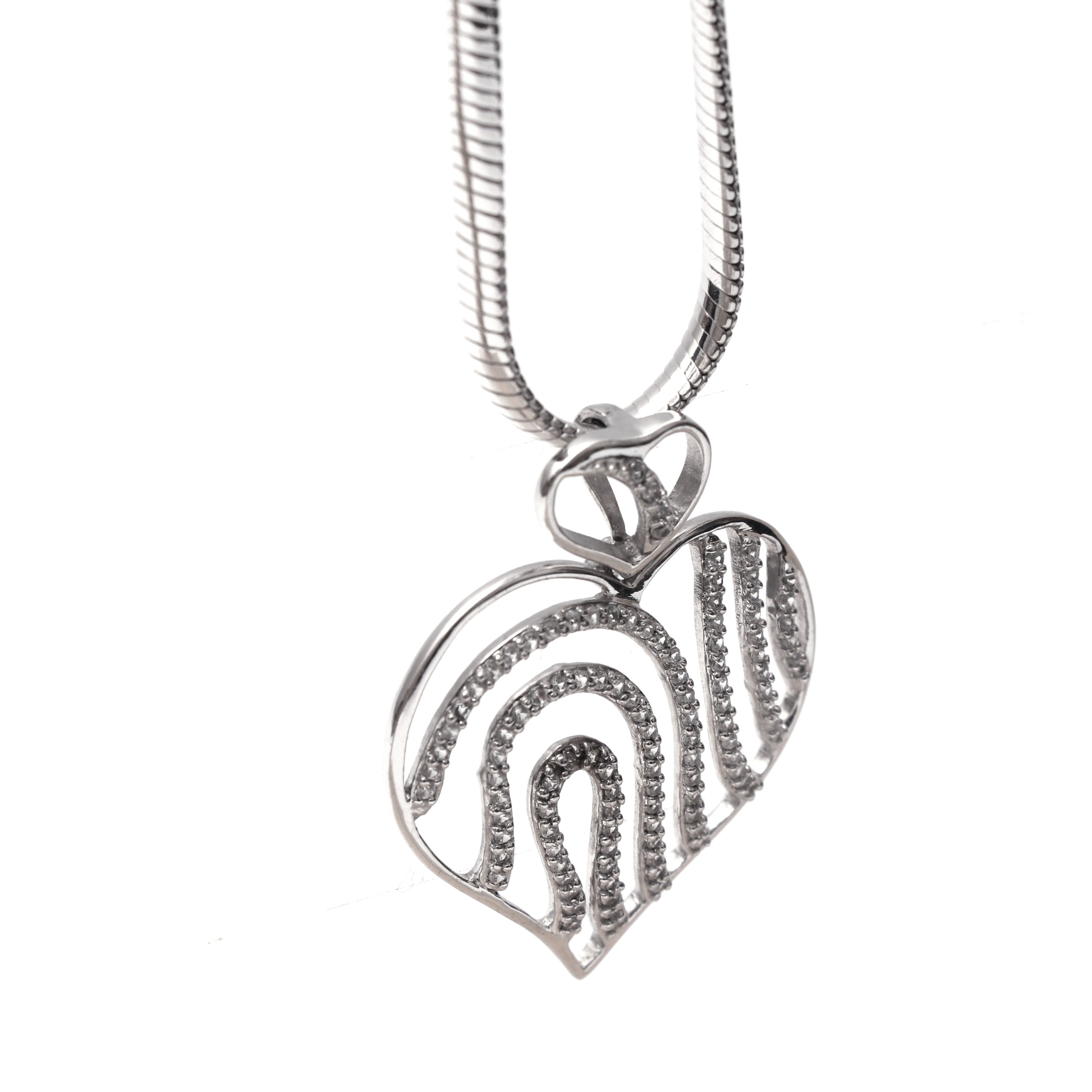 White Topaz Heart Design Pendant