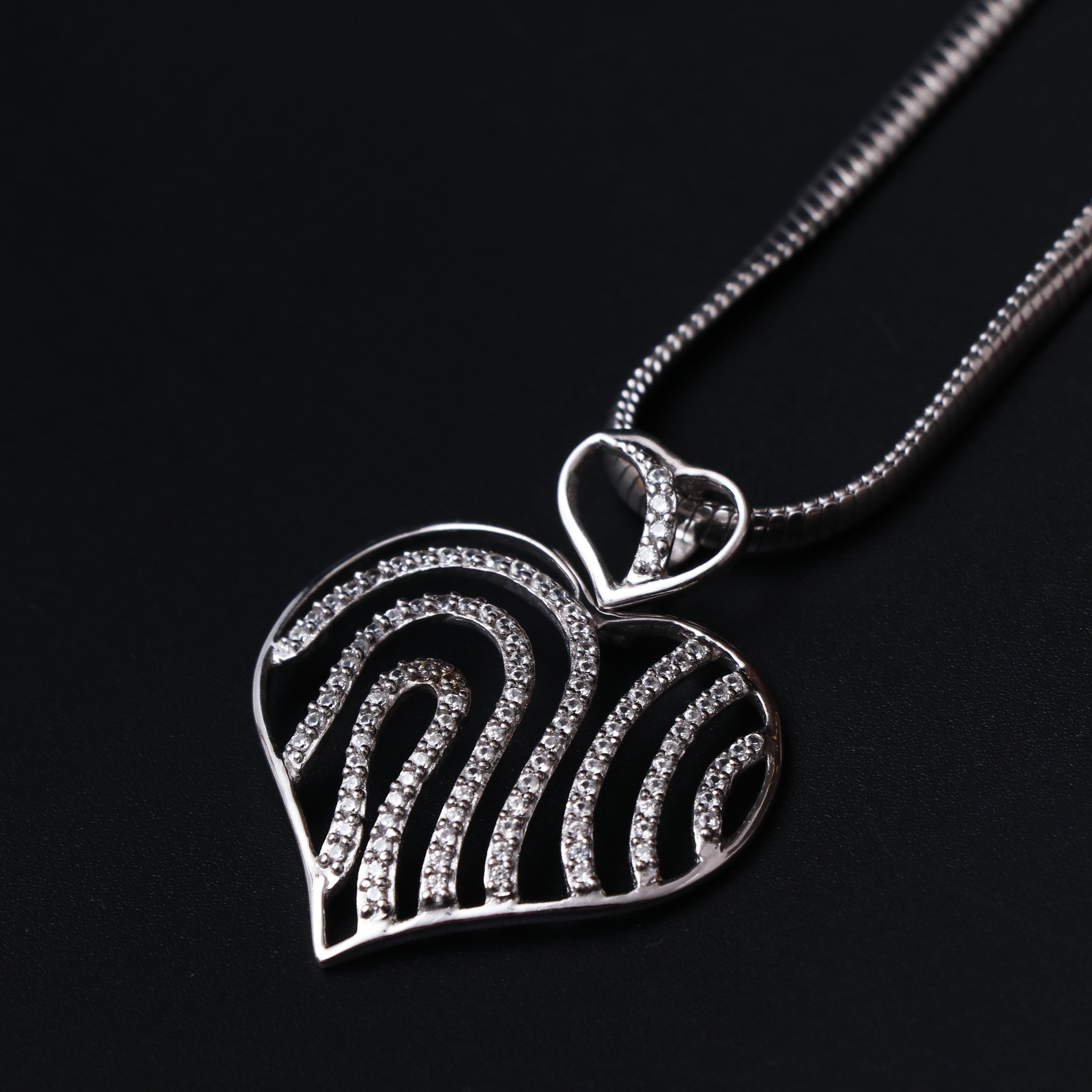 White Topaz Heart Design Pendant