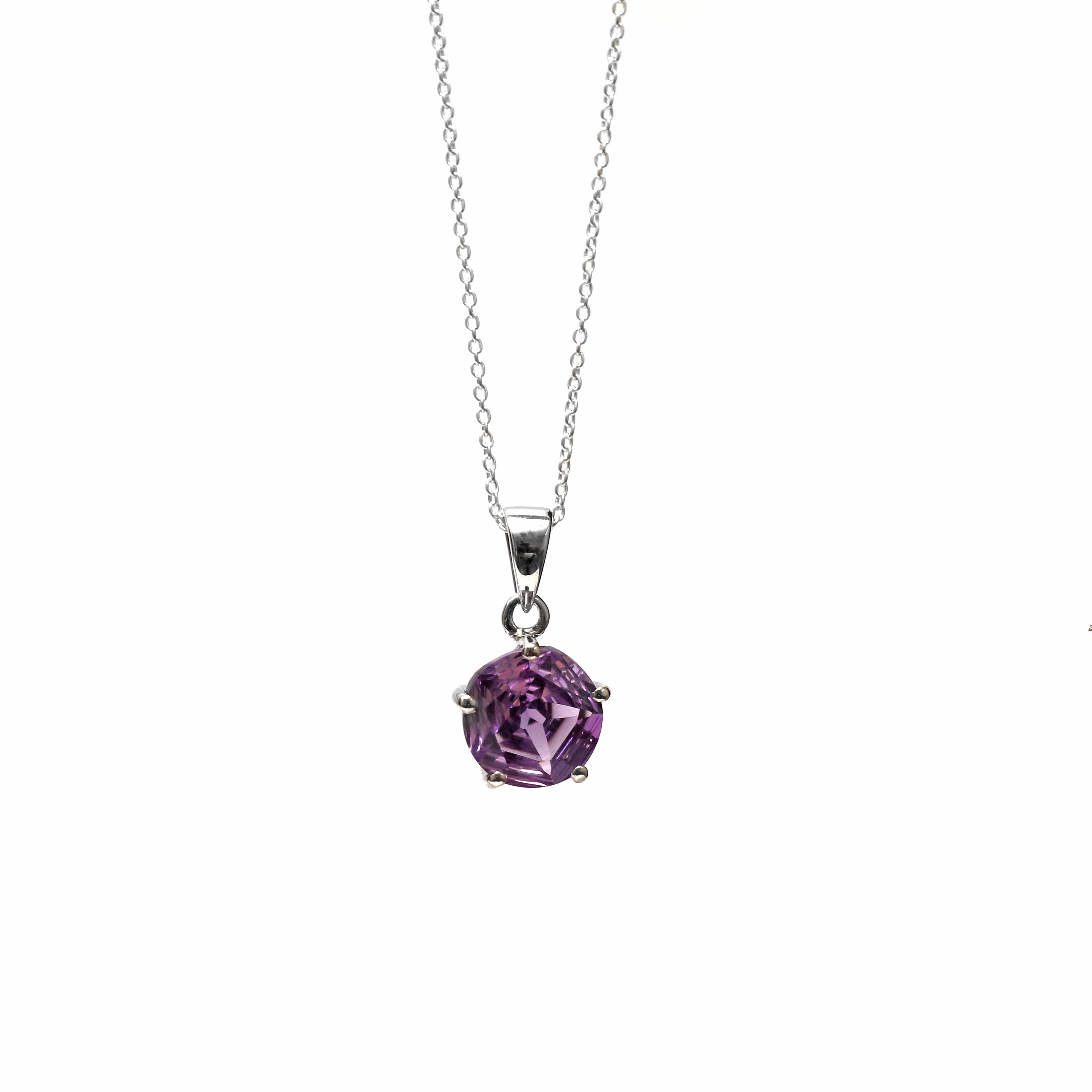 Natural Purple Amethyst Round Pendant