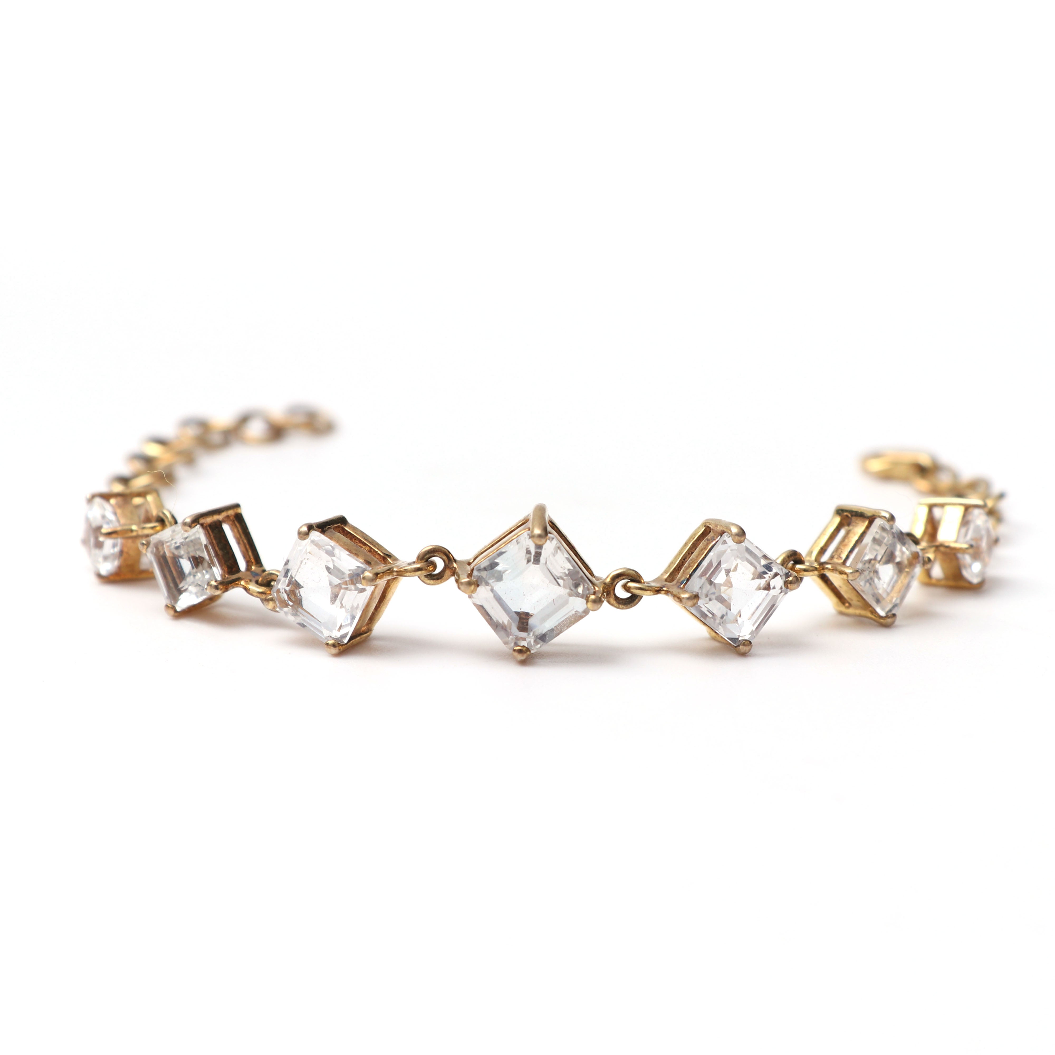 Natural White Topaz Silver Bracelet